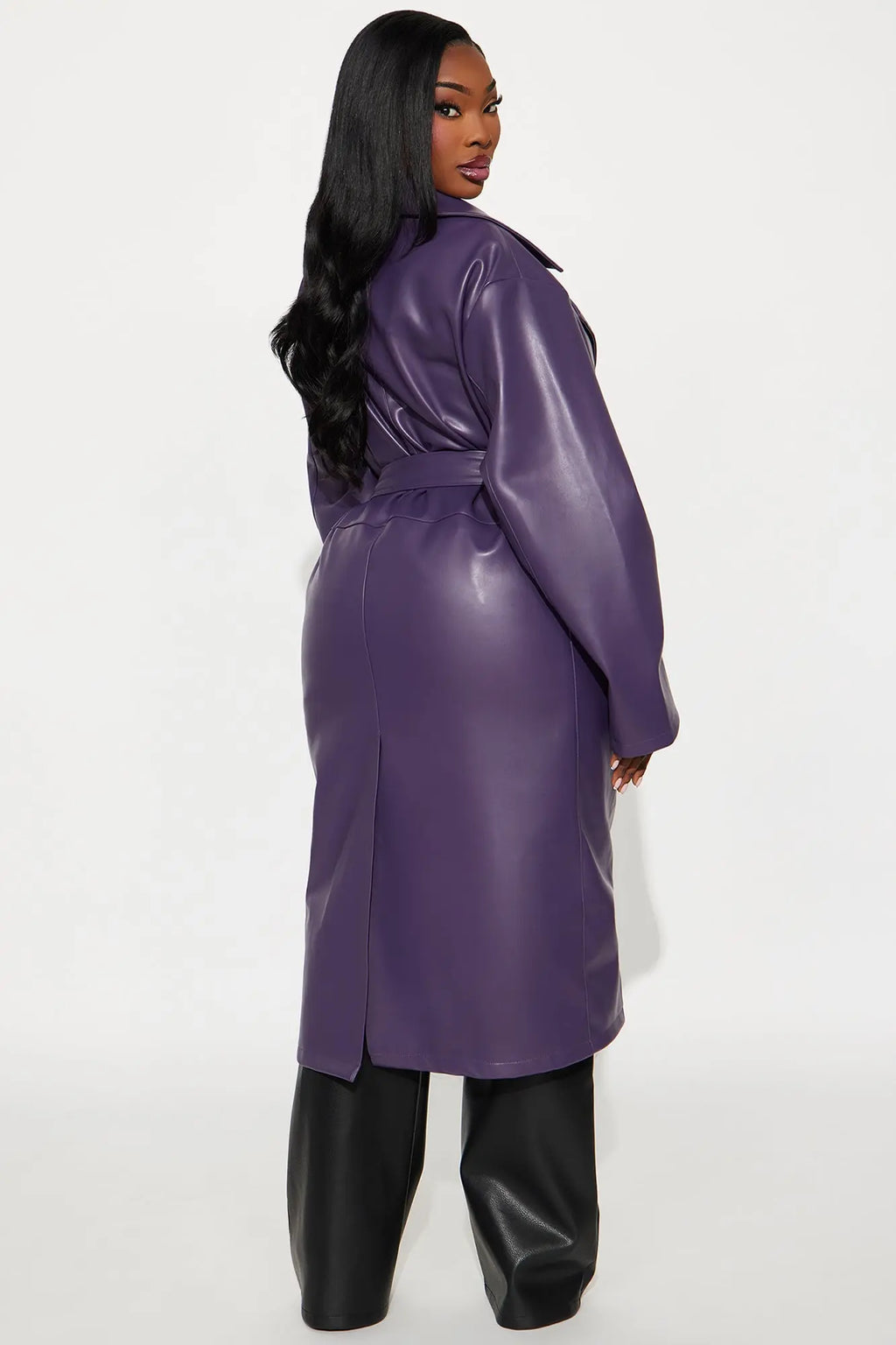 Undercover Lover Faux Leather Coat - Plum 