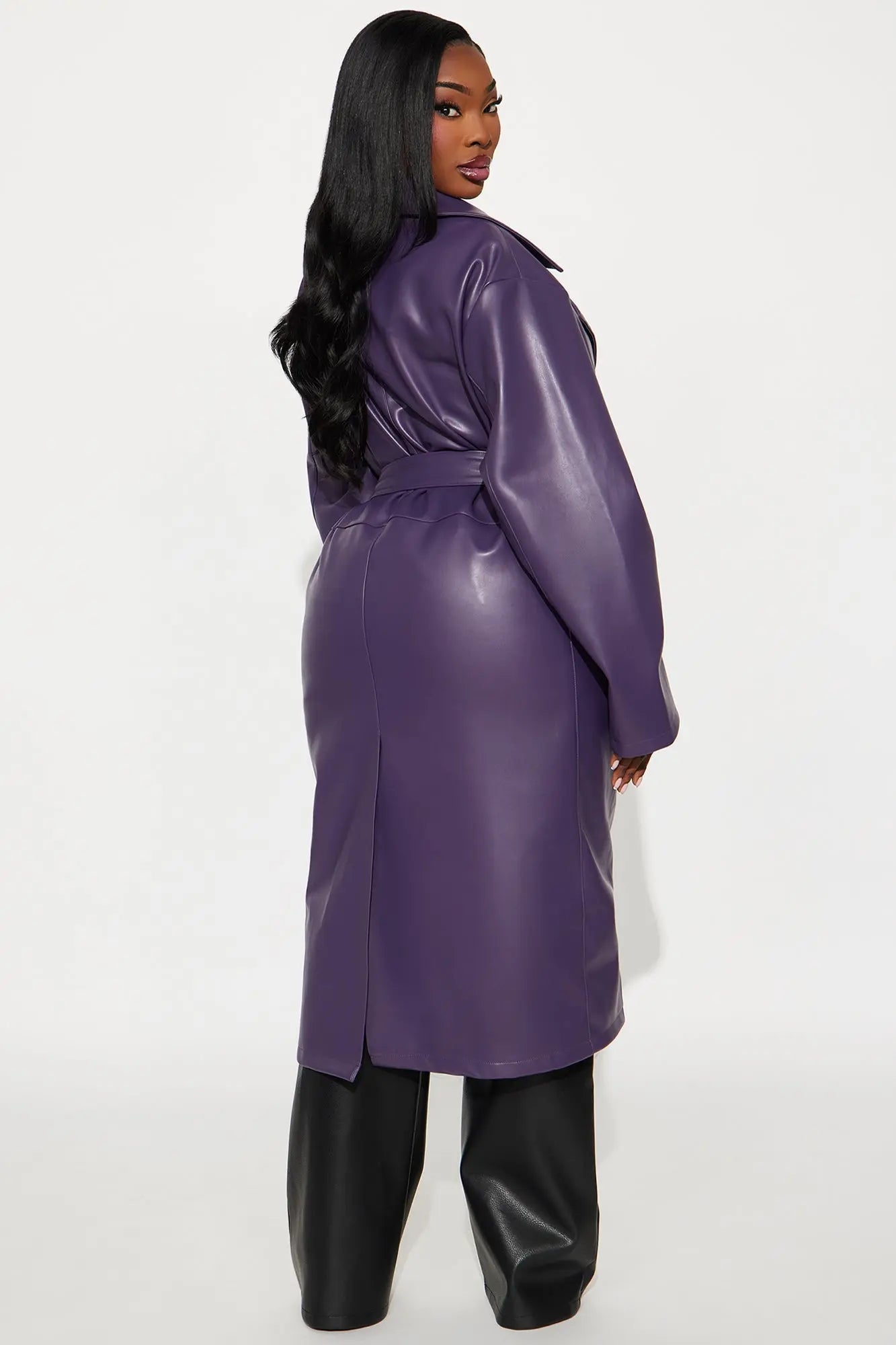 Undercover Lover Faux Leather Coat - Plum 