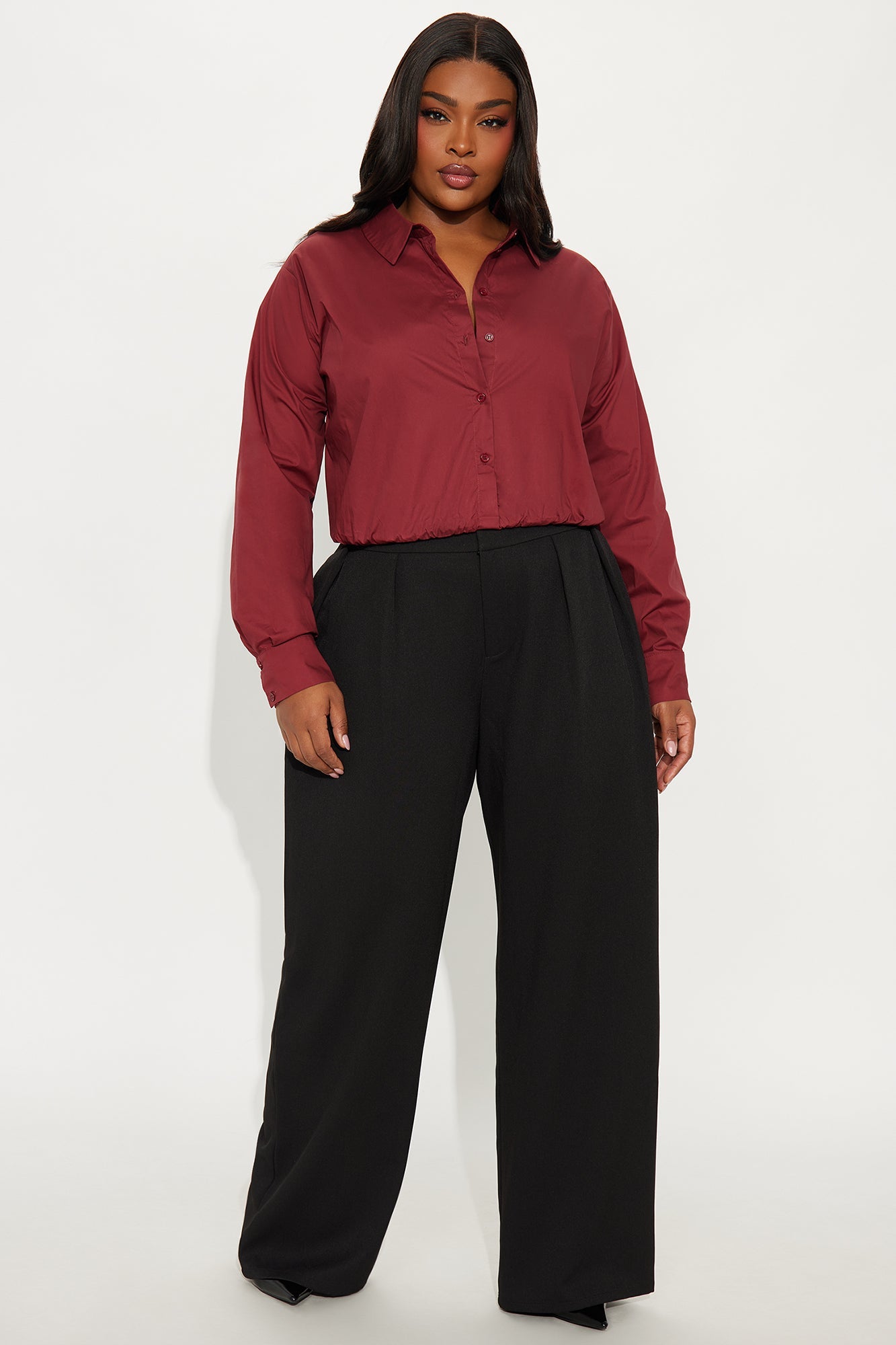 Close The Deal Wide Leg Trouser Pant 32″ - Black 