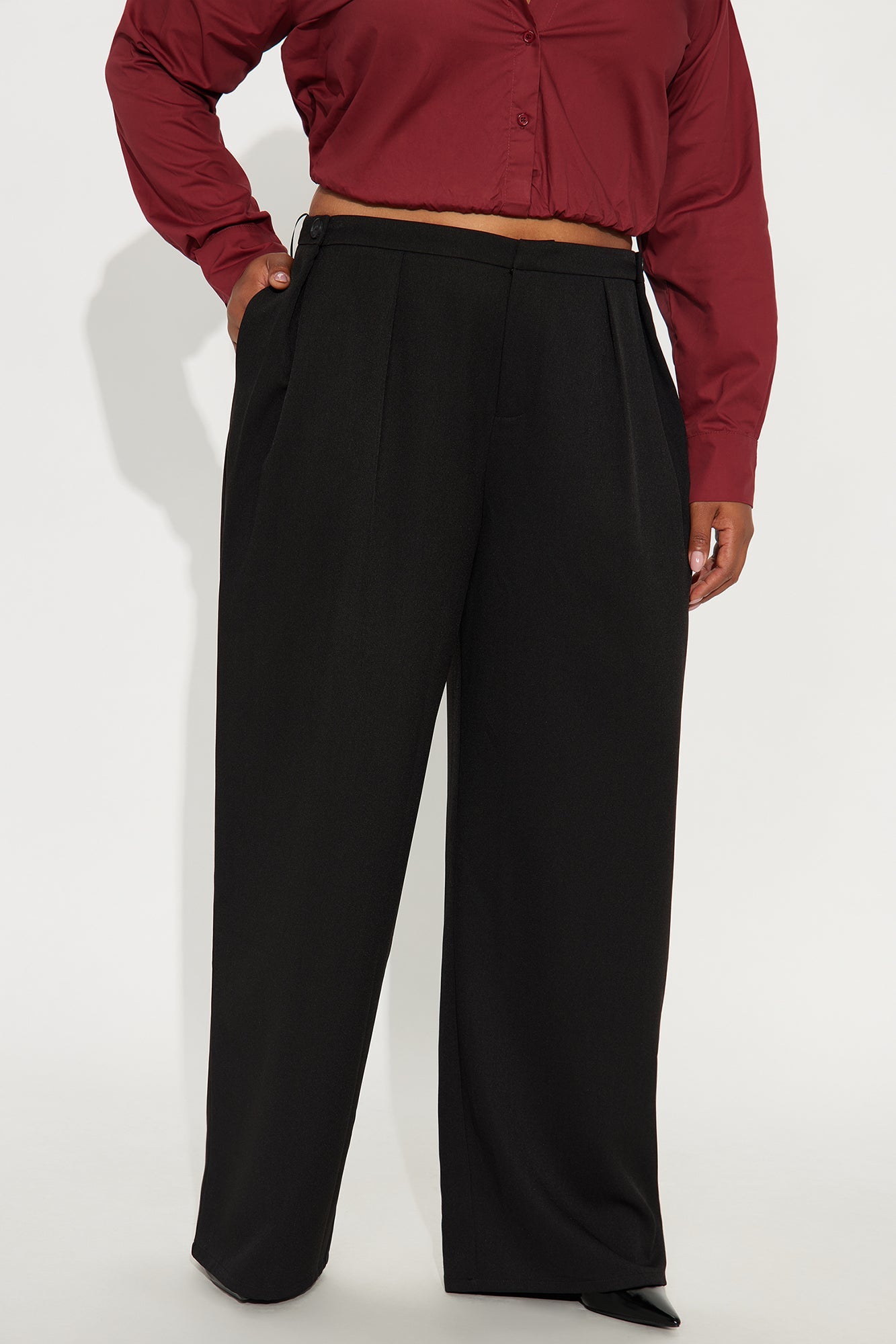 Close The Deal Wide Leg Trouser Pant 32″ - Black 