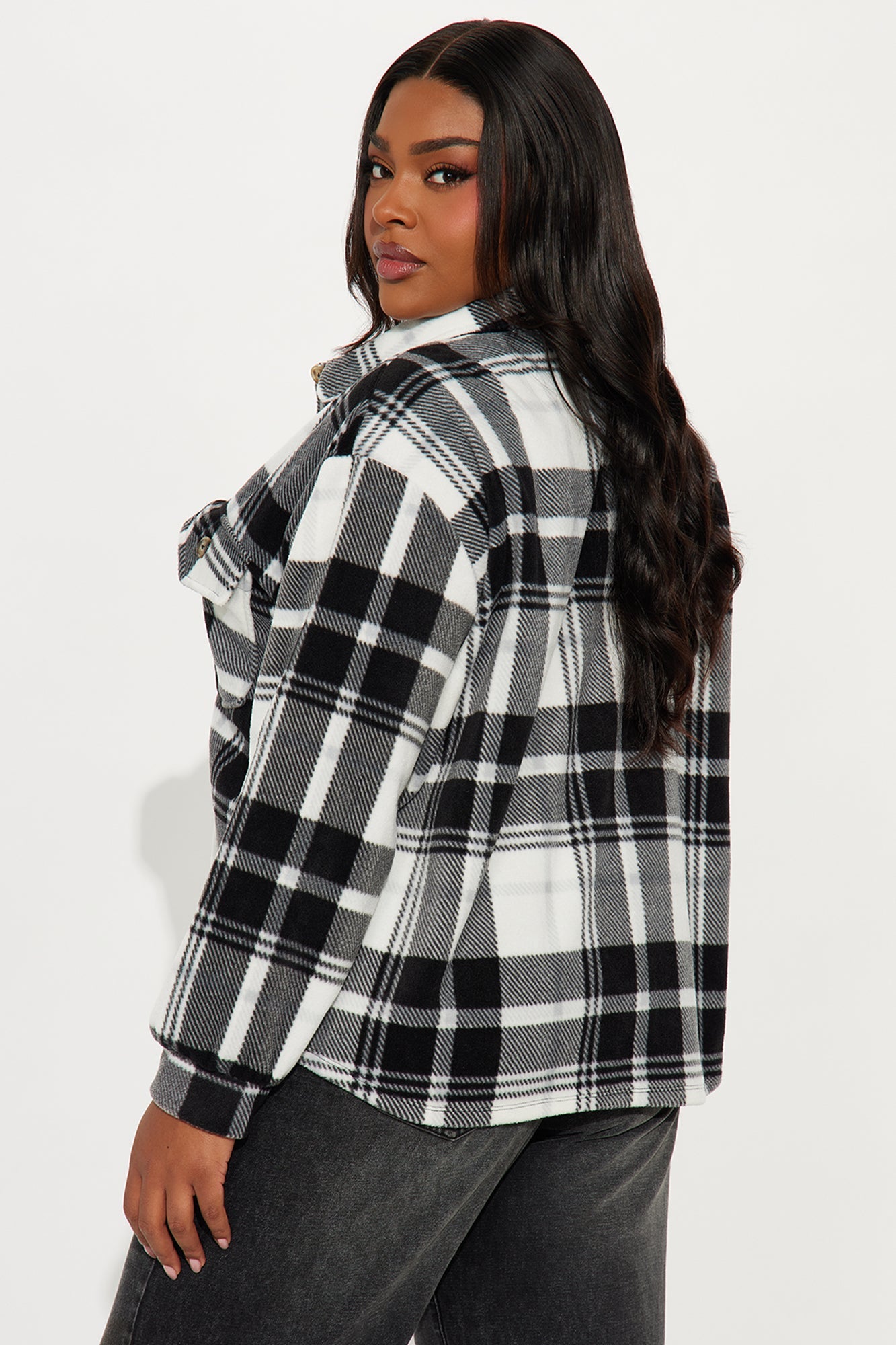 Dana Plaid Long Shacket - Black/White