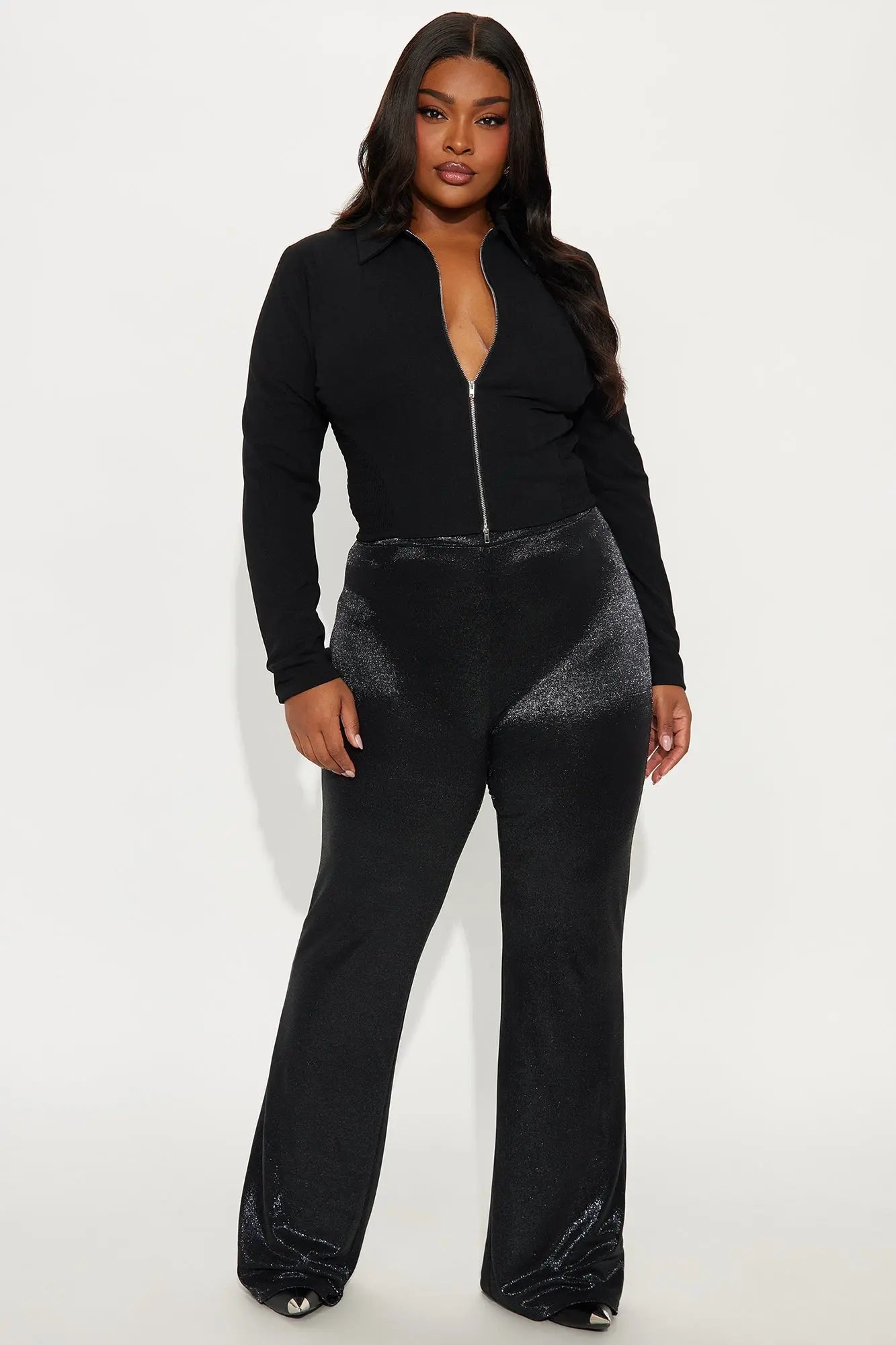 Star Of The Night Shimmer Flare Pant 33″ - Black 