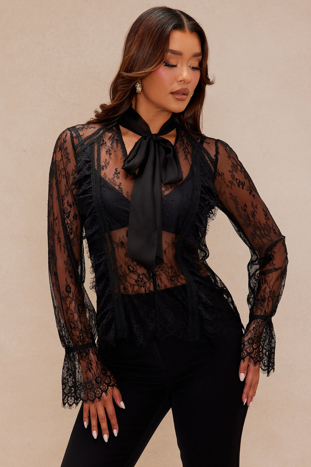 Maria Lace Blouse - Black