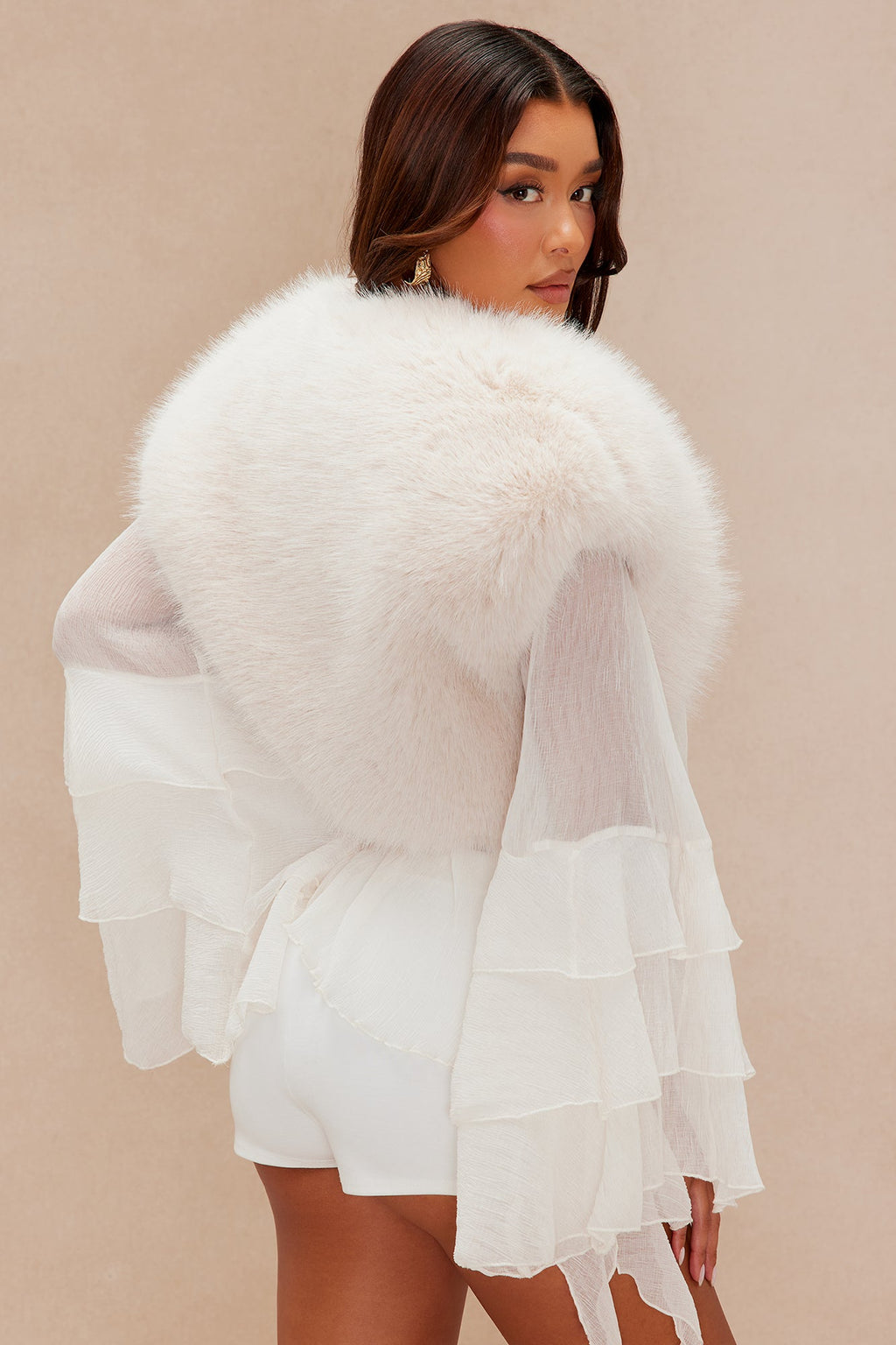 Raya Faux Fur Shrug - Cream