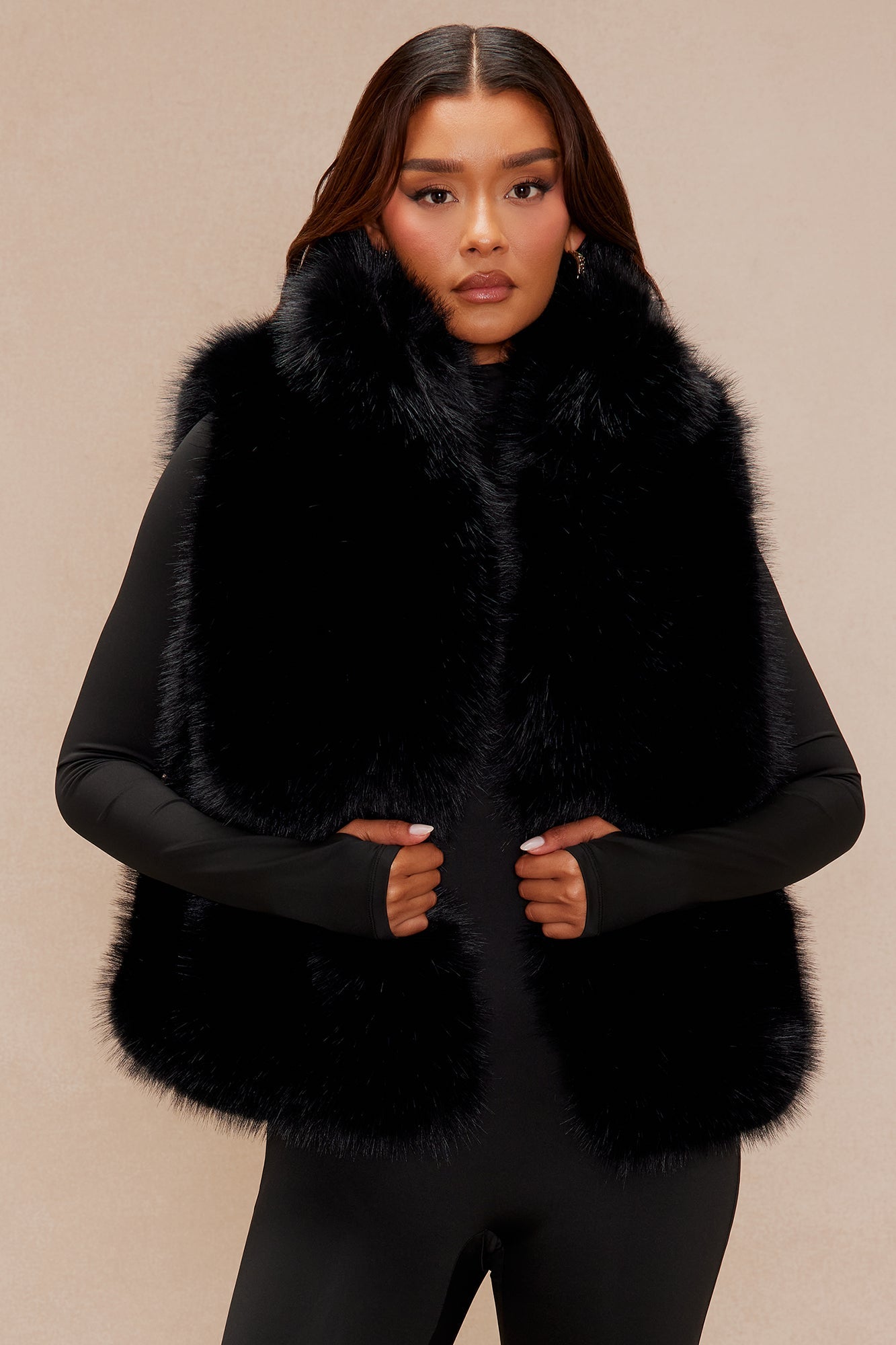 Nikki Faux Fur Vest - Black
