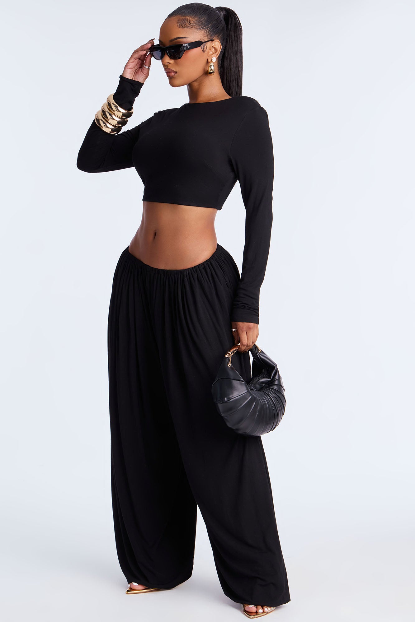 Jungle Jewel Balloon Pant Set - Black