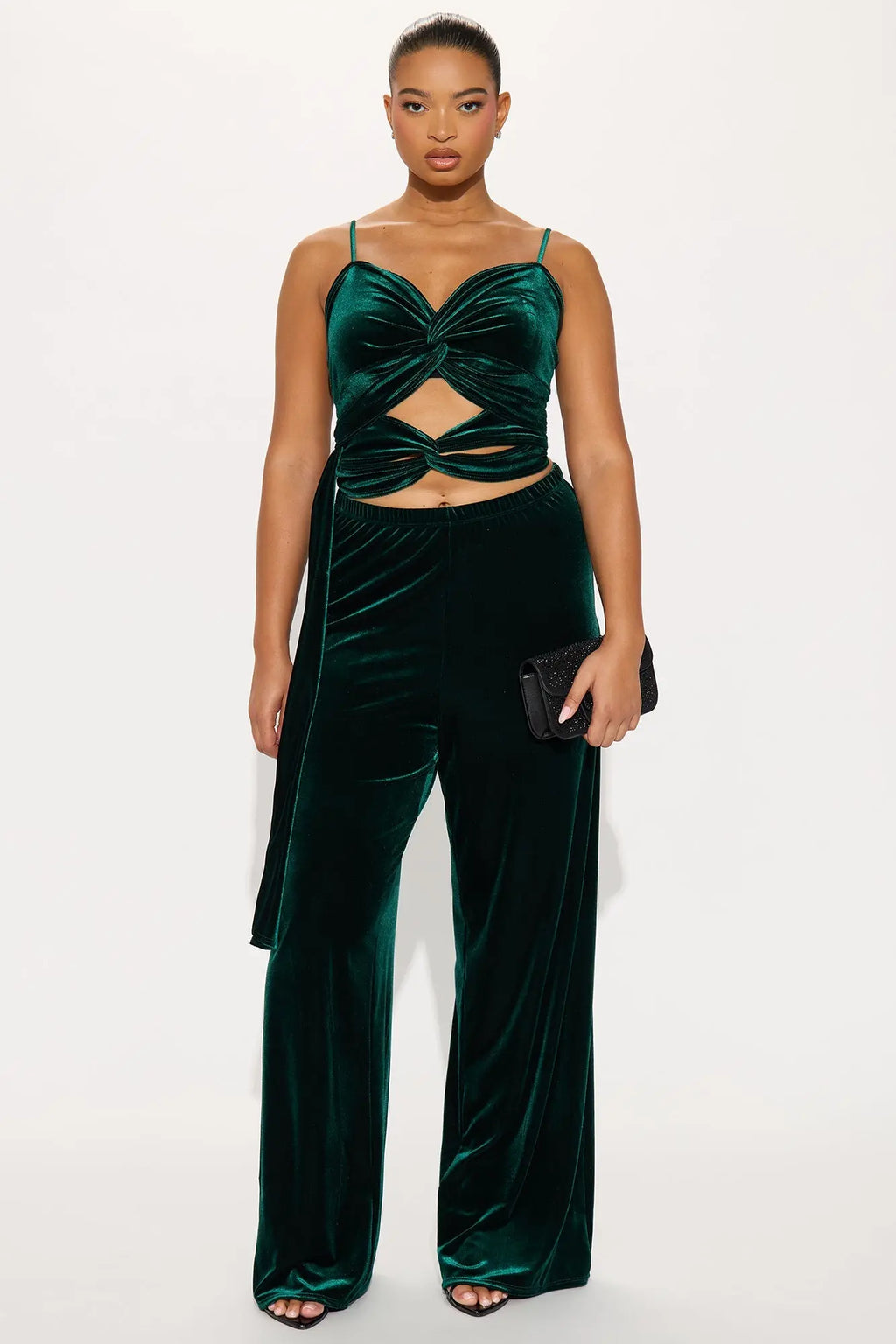 Veronica Velvet Pant Set - Hunter 