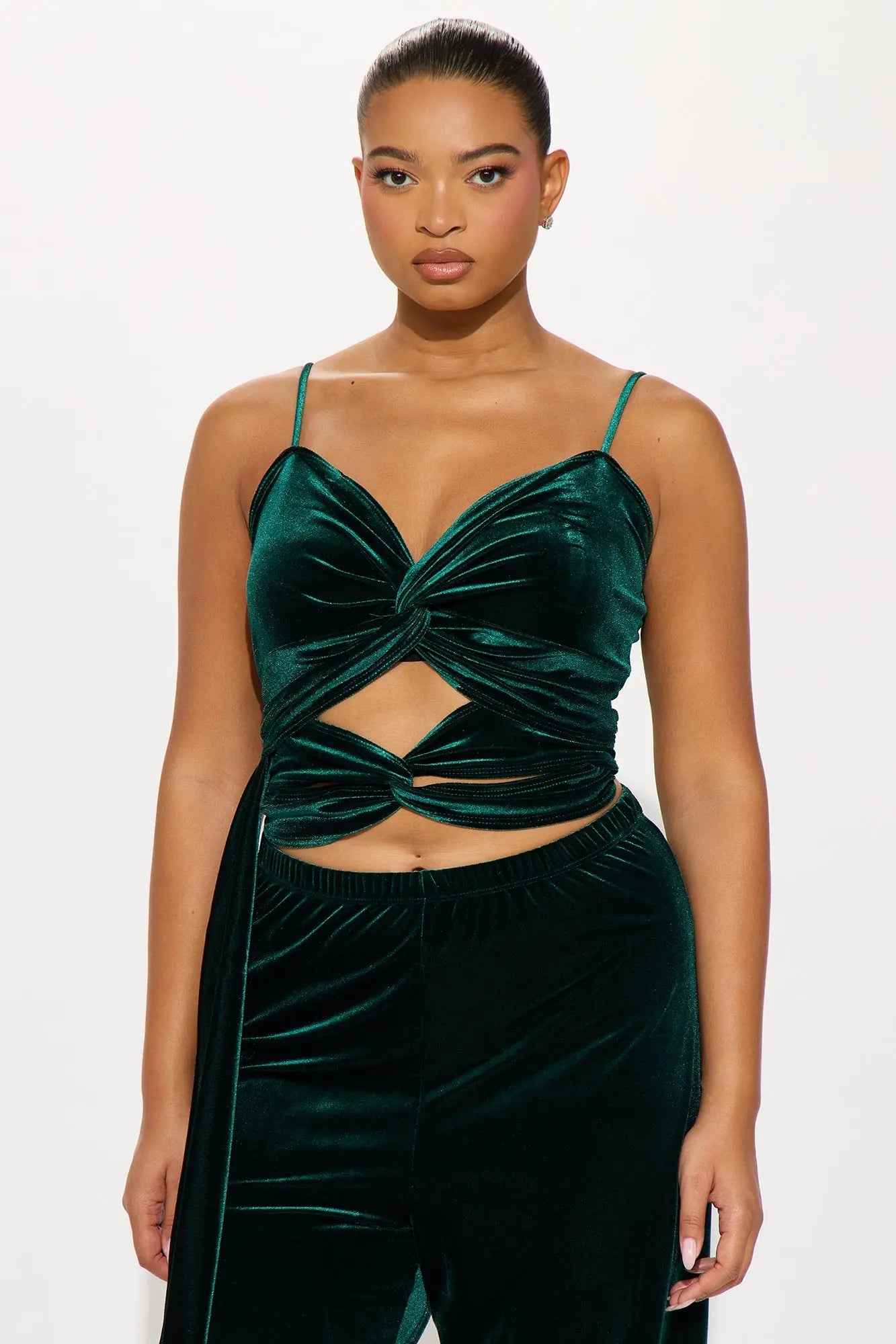 Veronica Velvet Pant Set - Hunter 