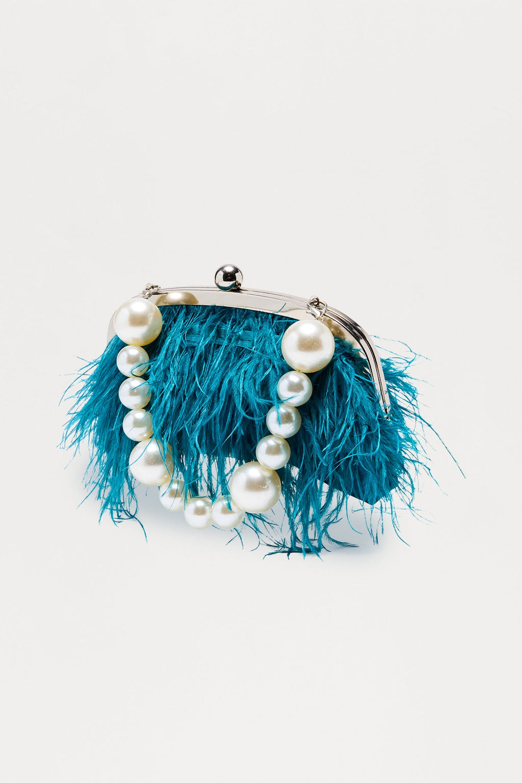 Tassel Pearl Dazzle Fringe Clutch - Teal 