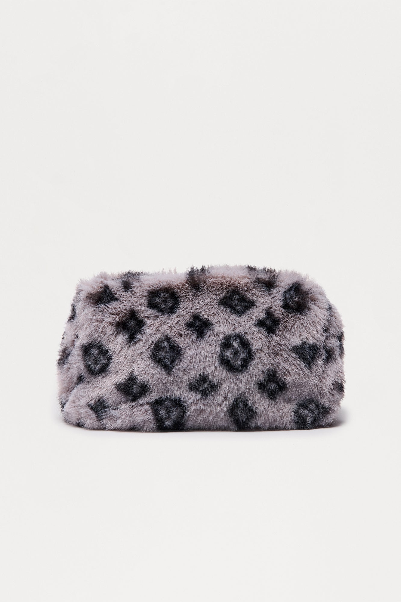 Furrista Faux Fur Shoulder Handbag - Grey/Black 