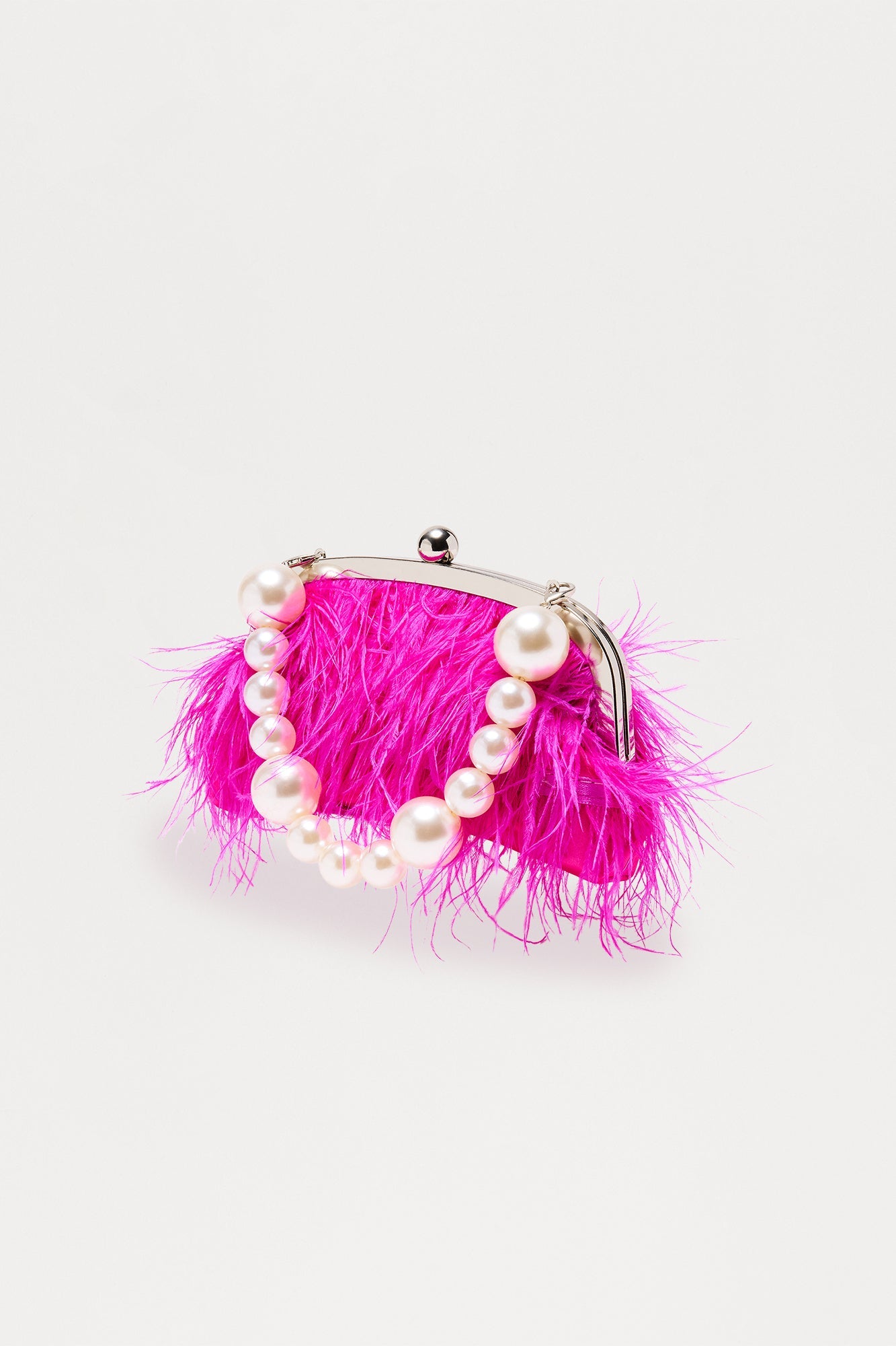 Tassel Pearl Dazzle Fringe Clutch - Fuchsia 