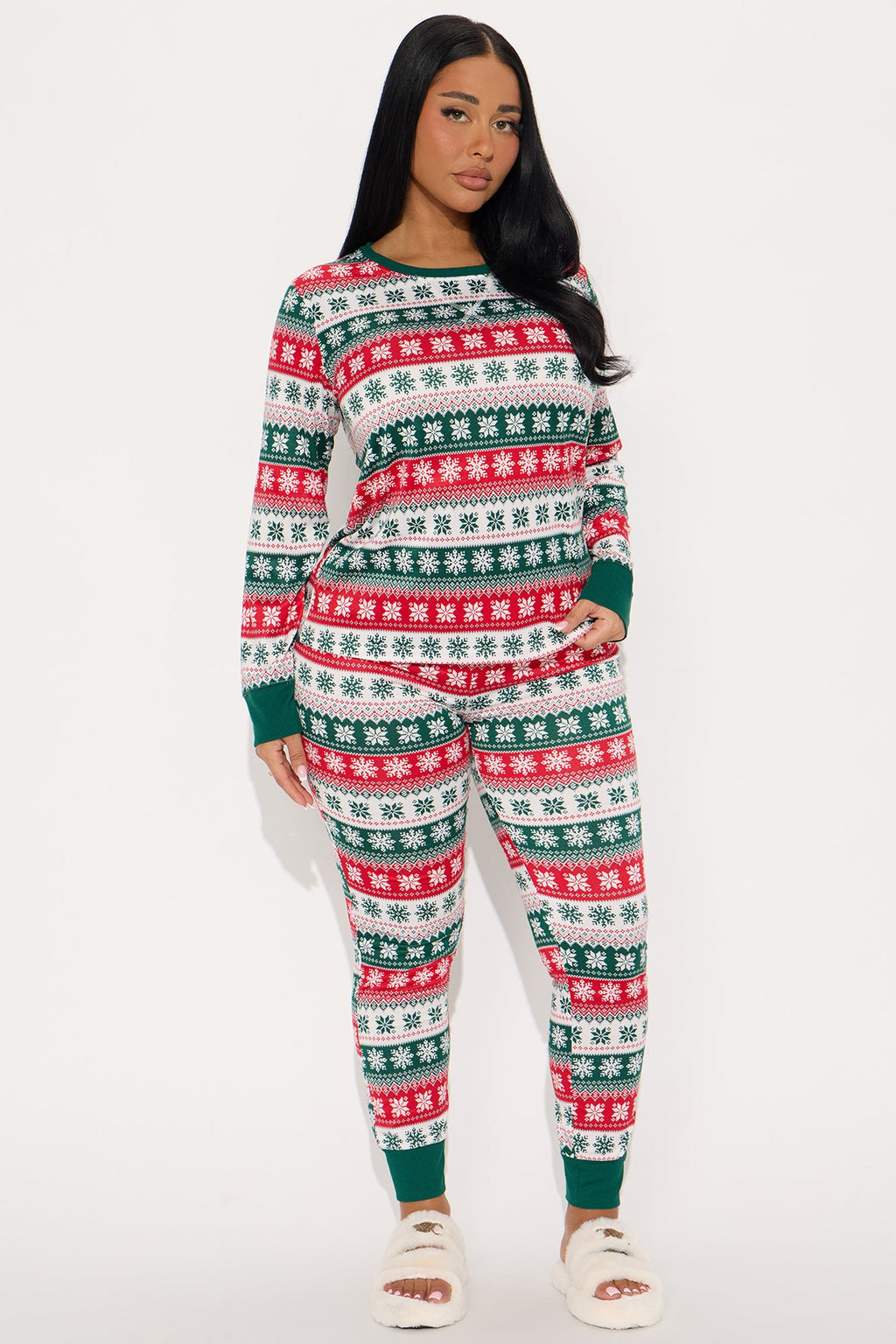 Merry Together Matching Family Long Sleeve PJ Jogger Set - Green/combo