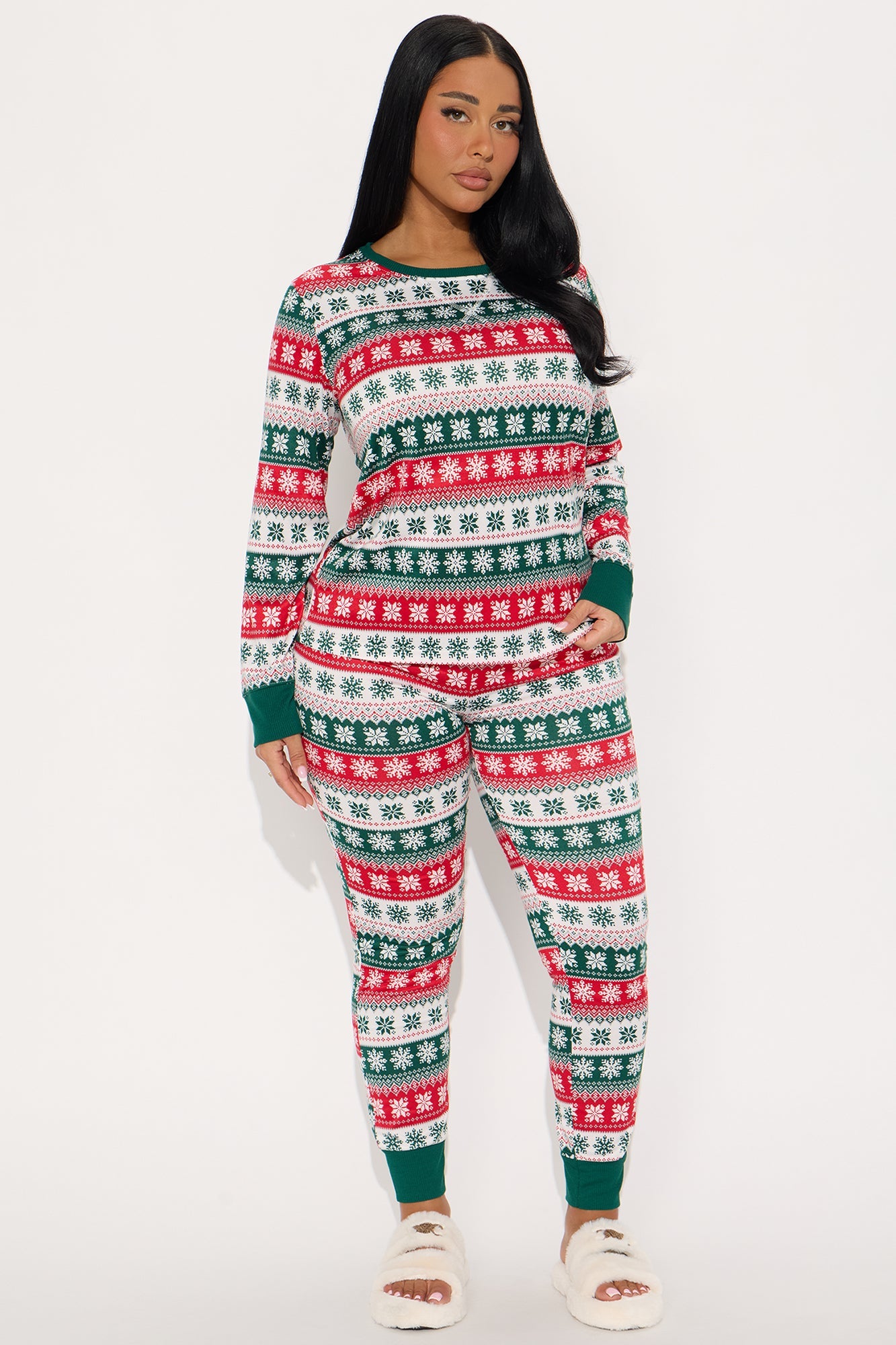 Merry Together Matching Family Long Sleeve PJ Jogger Set - Green/combo