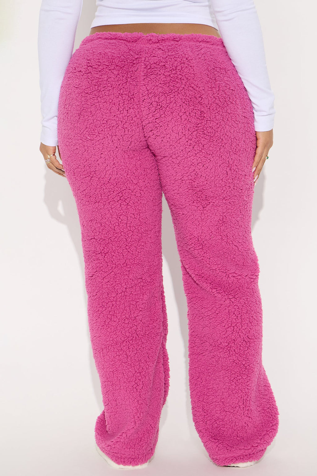 Fall In Love Embroidered Sherpa PJ Pants - Fuchsia