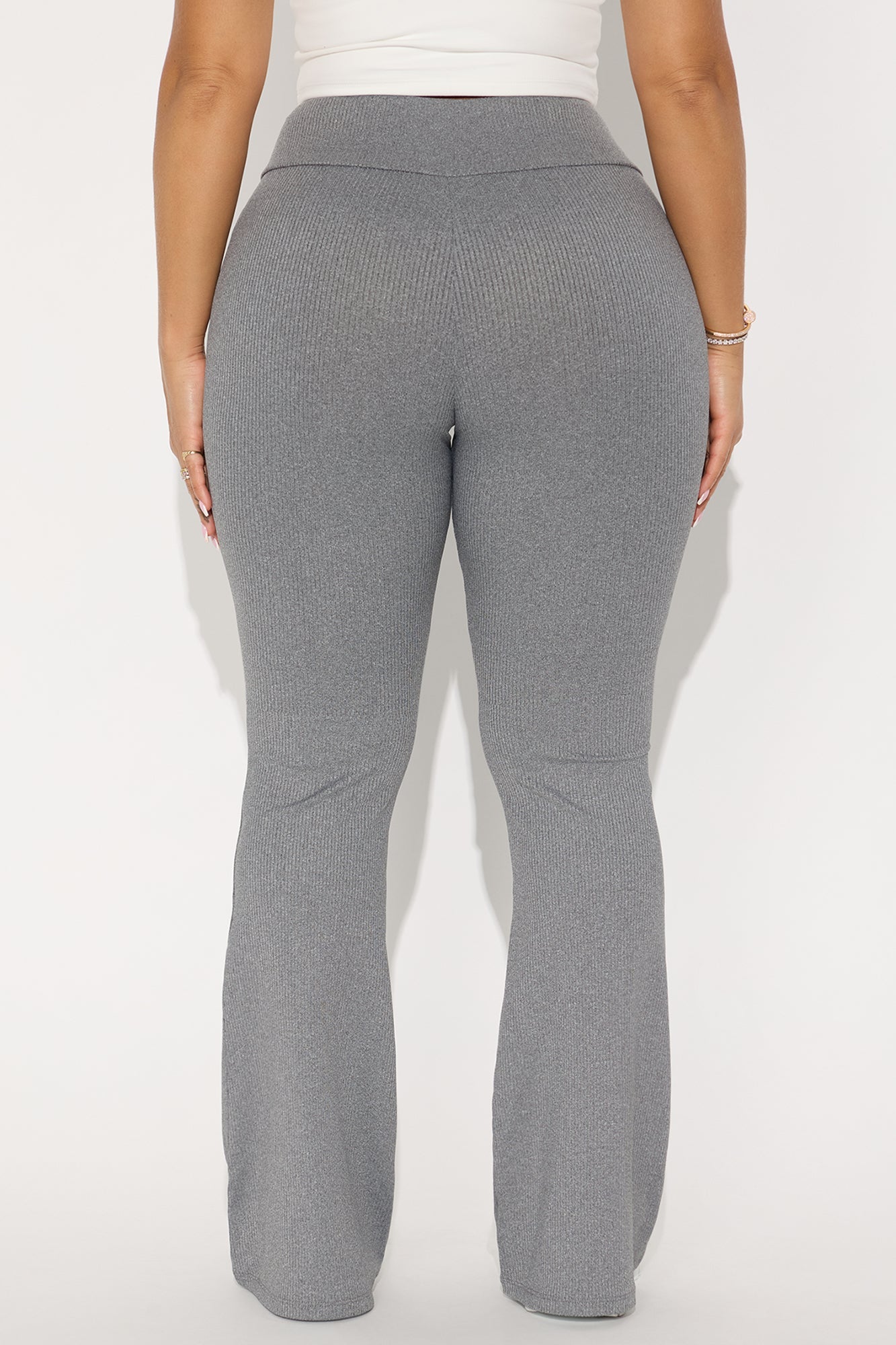 Amber Ribbed Flare Pant - Heather Grey 