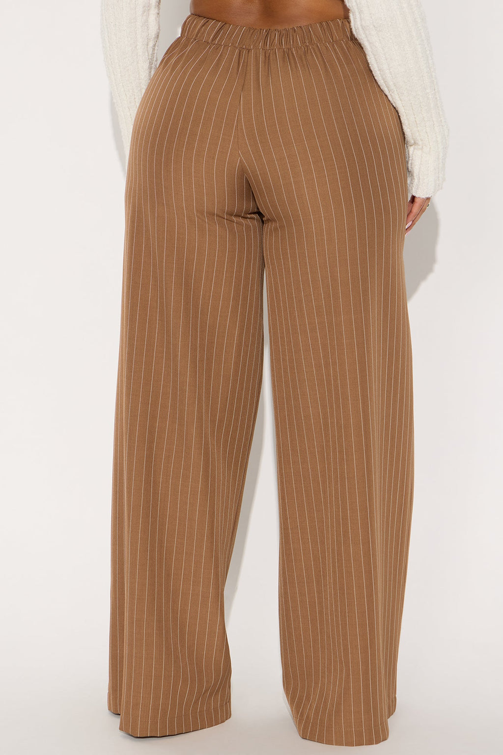 Easy To Wear Pinstripe Wide Leg Pant 32″ - Mocha
