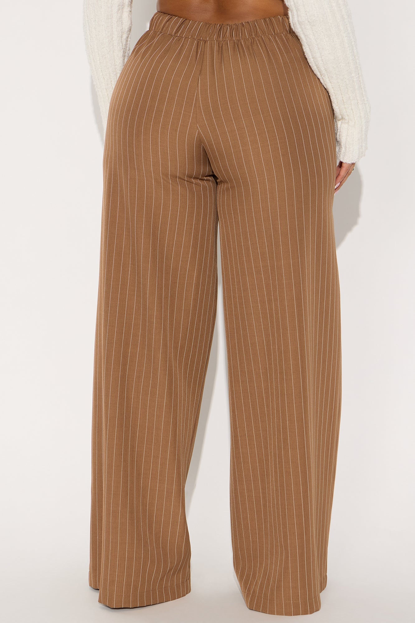 Easy To Wear Pinstripe Wide Leg Pant 32″ - Mocha