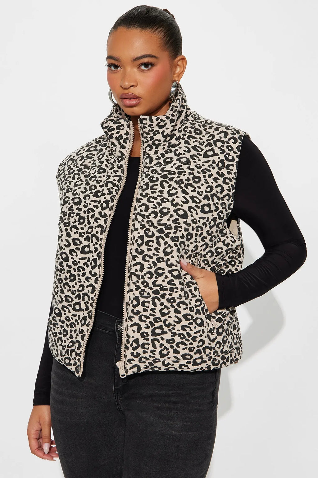 Lana Leopard Puffer Vest - Leopard 