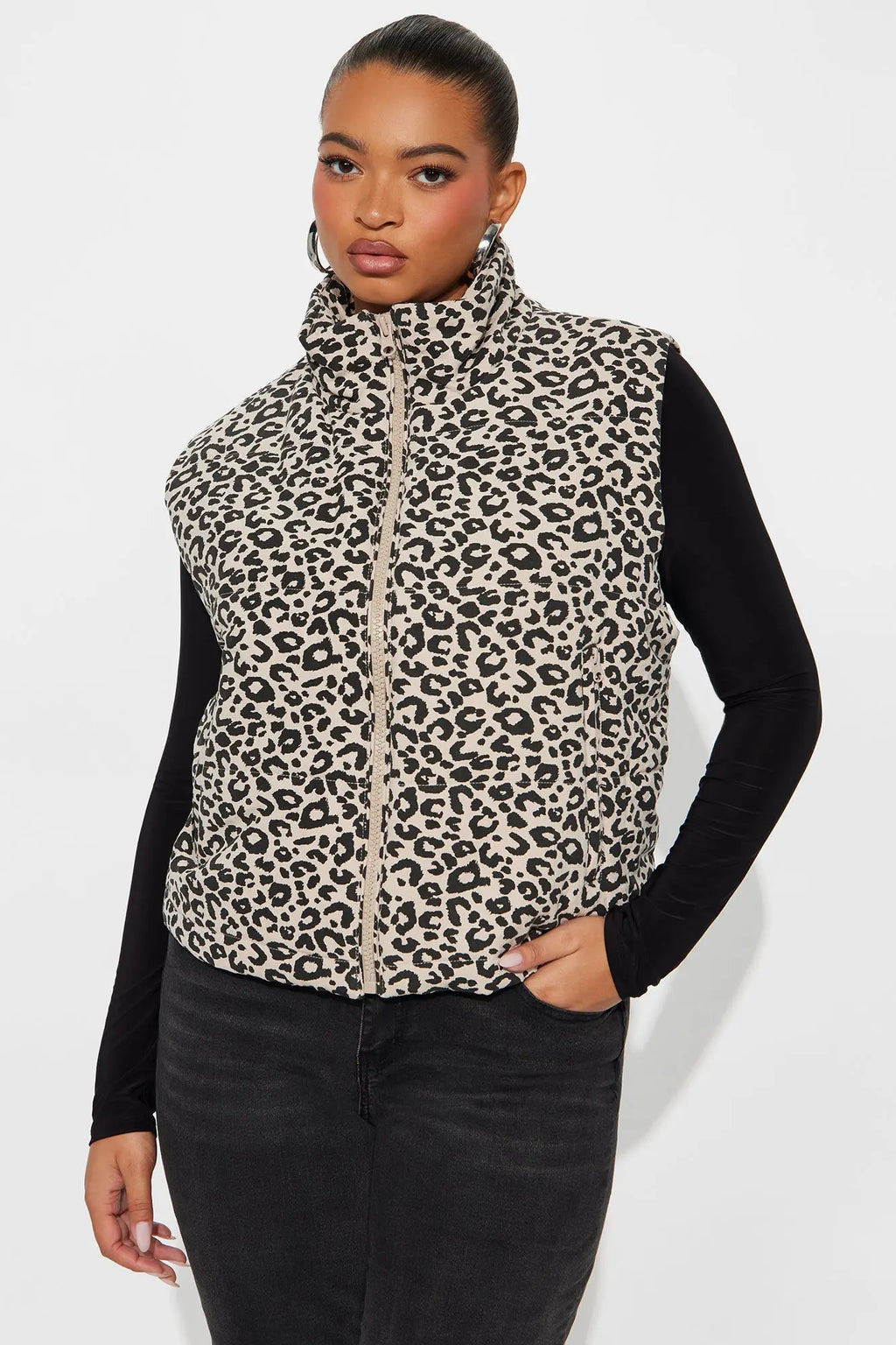 Lana Leopard Puffer Vest - Leopard 