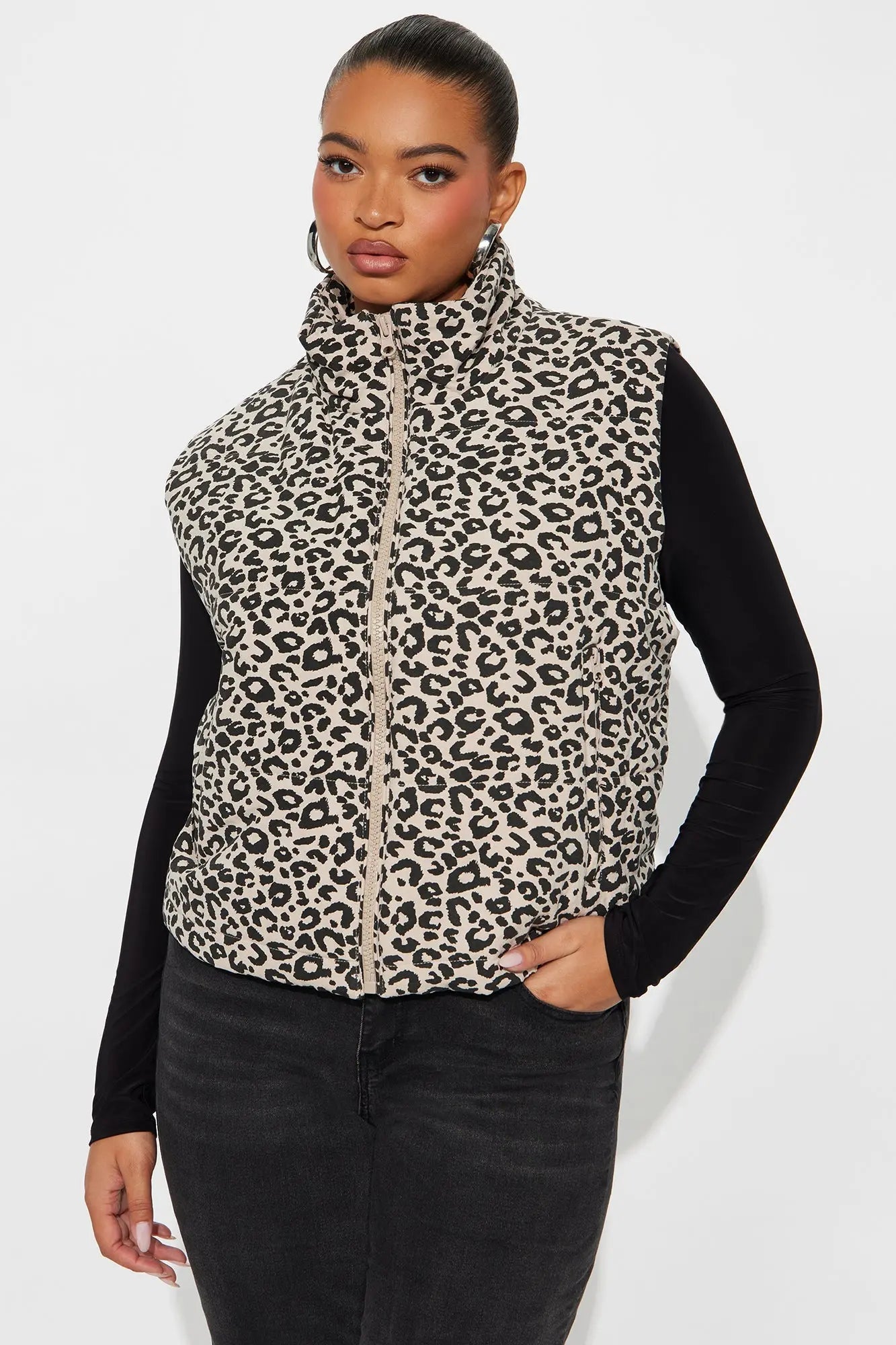 Lana Leopard Puffer Vest - Leopard 