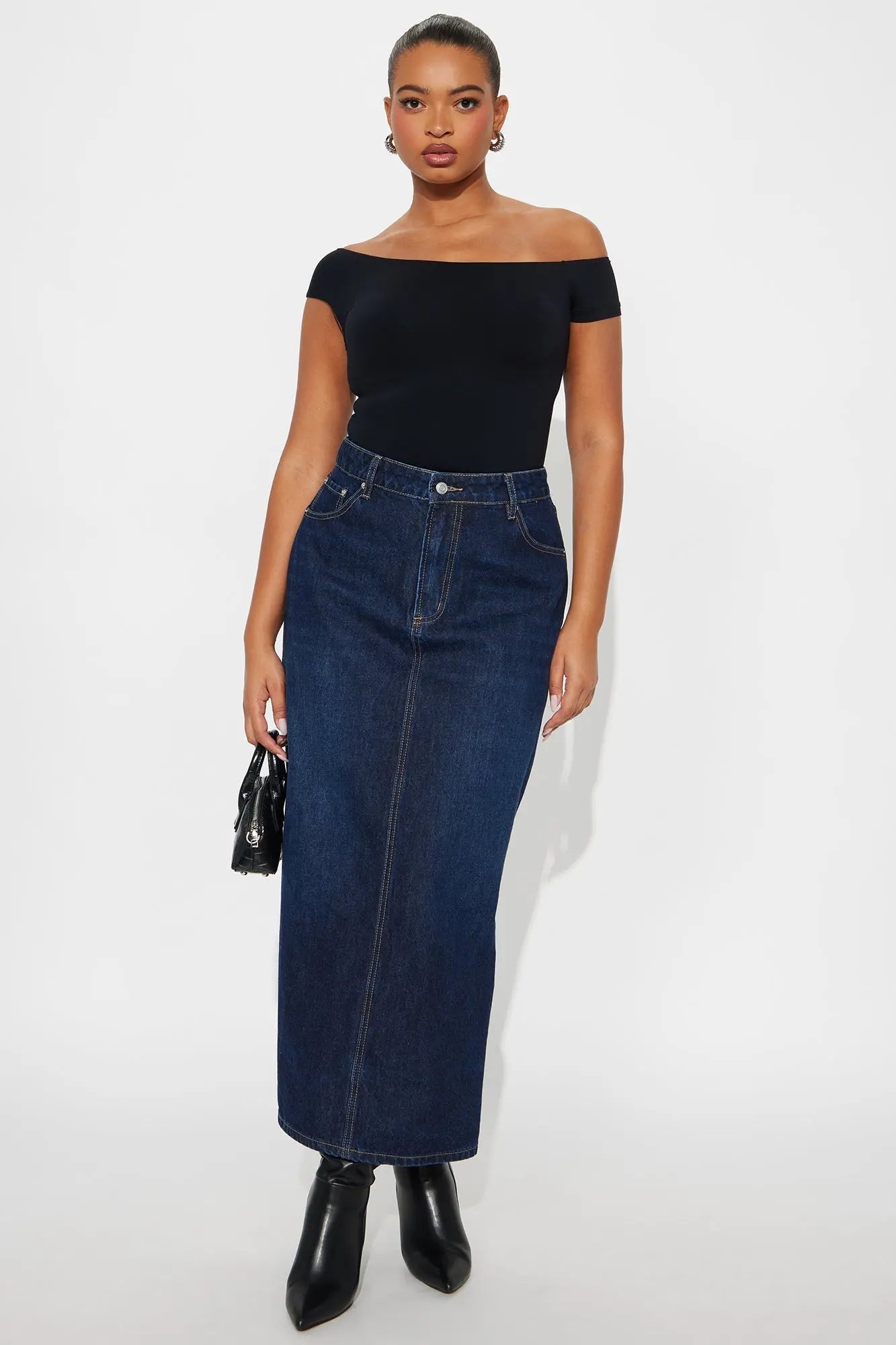 Mariah Dark Wash Denim Maxi Skirt - Dark Wash 