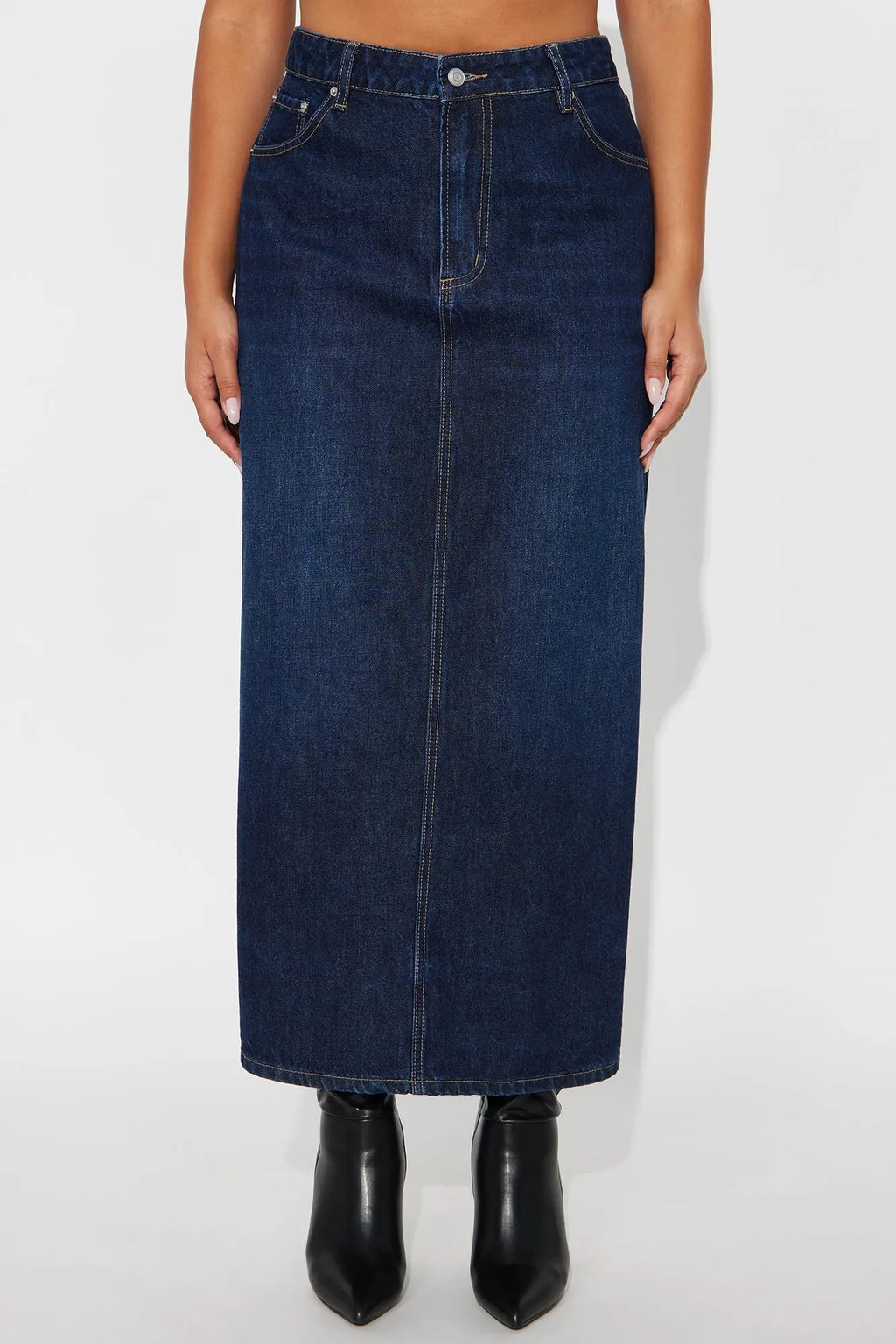 Mariah Dark Wash Denim Maxi Skirt - Dark Wash 