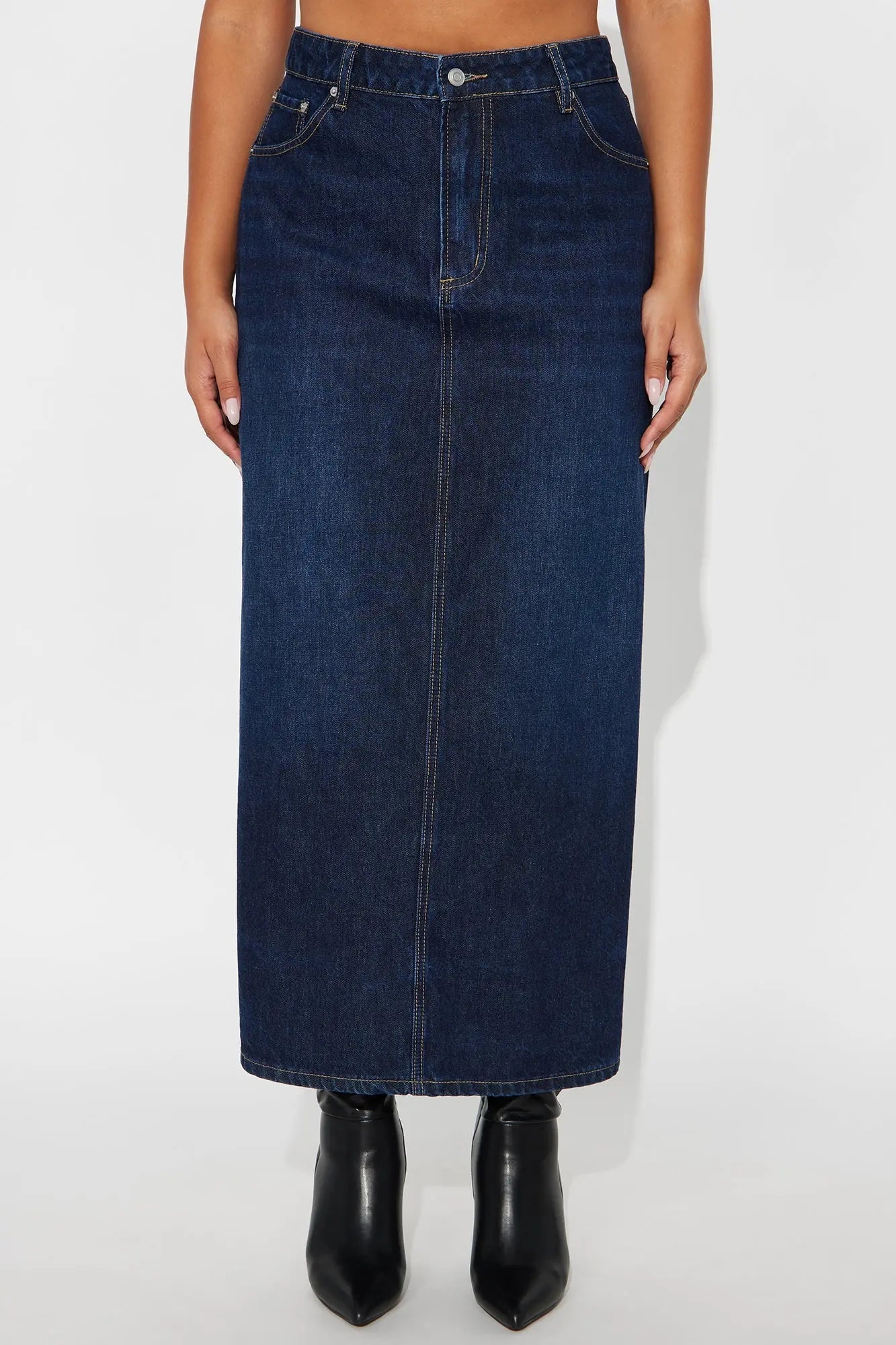 Mariah Dark Wash Denim Maxi Skirt - Dark Wash 