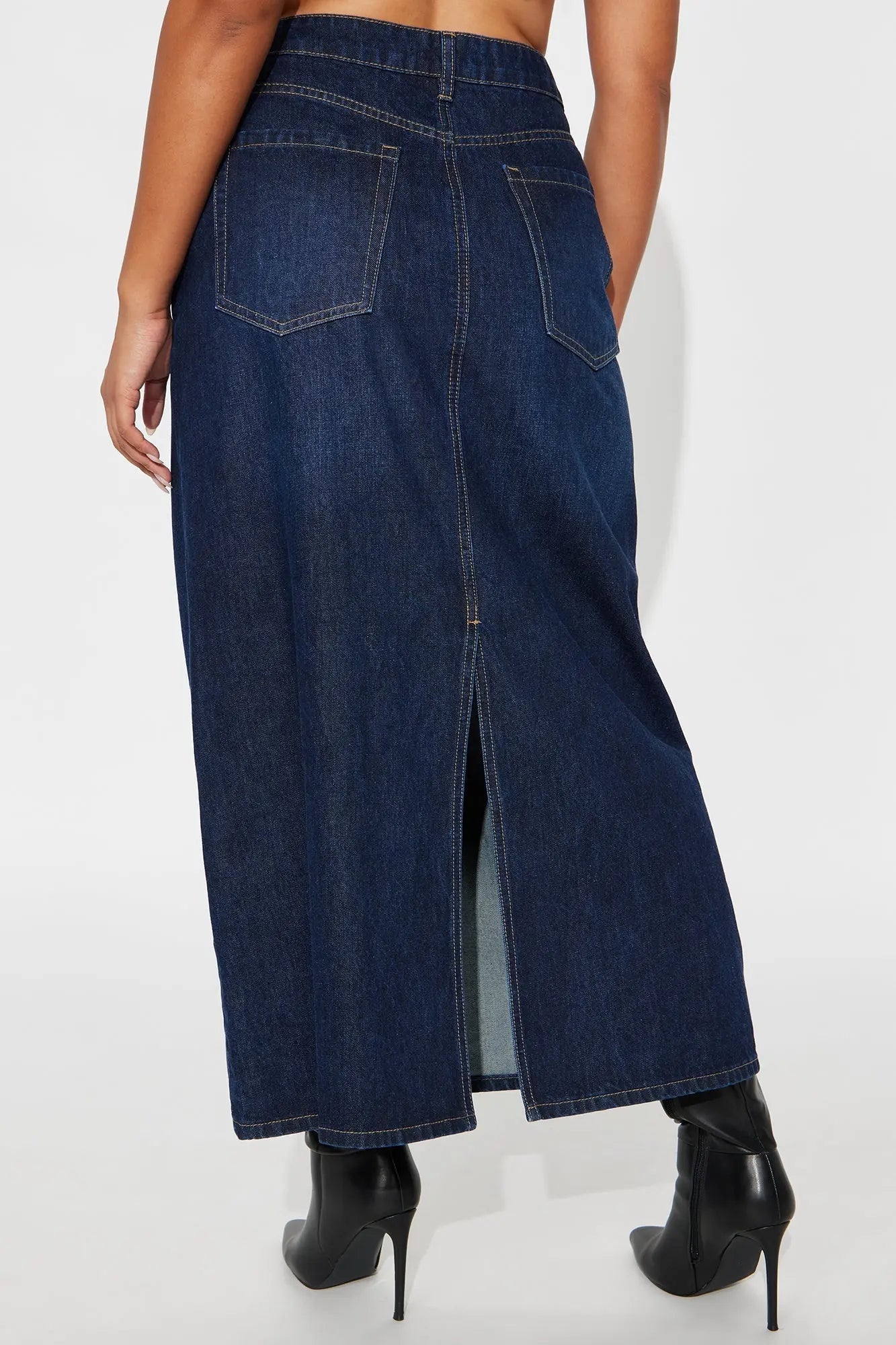 Mariah Dark Wash Denim Maxi Skirt - Dark Wash 