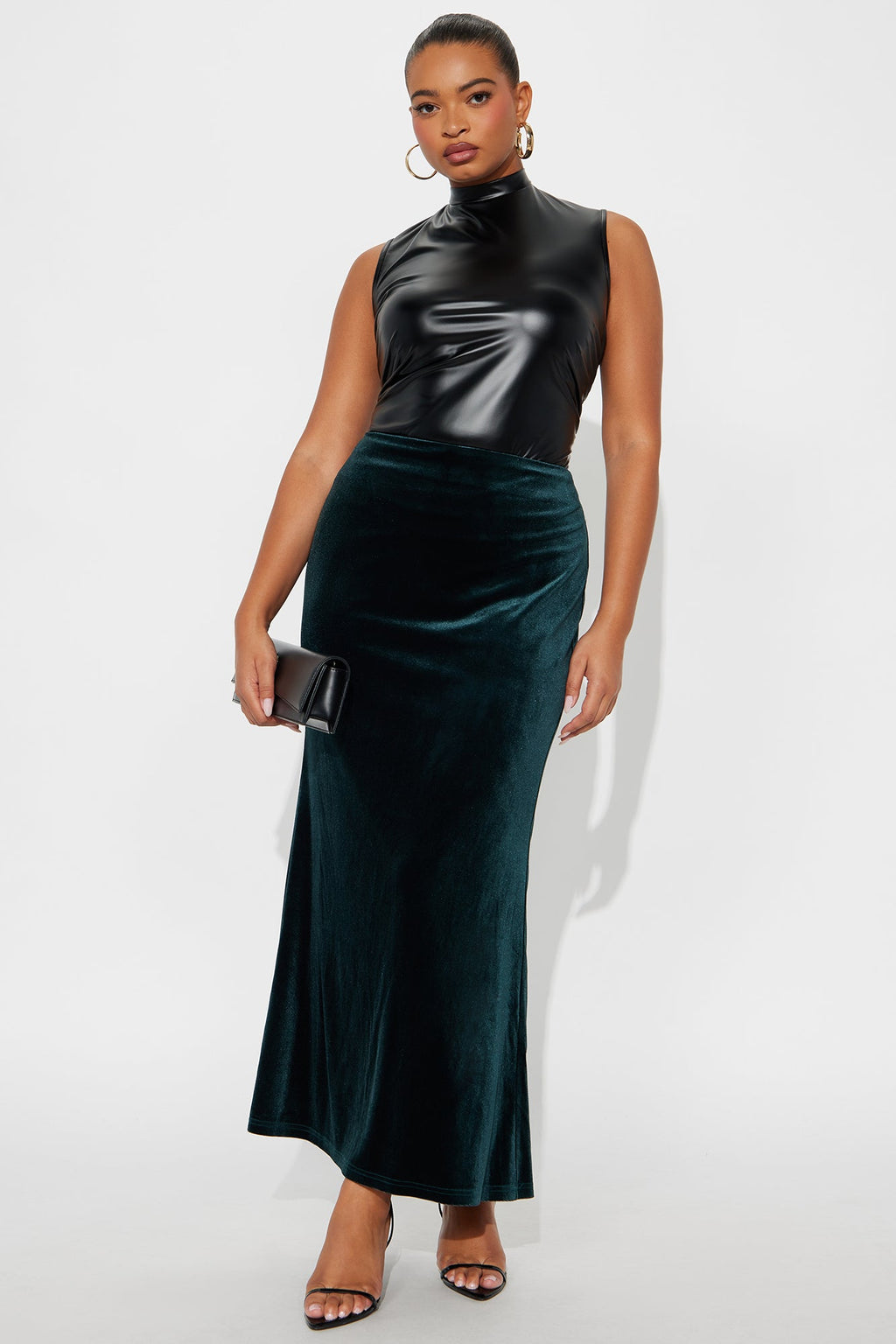 Ramona Velvet Mermaid Maxi Skirt - Emerald 