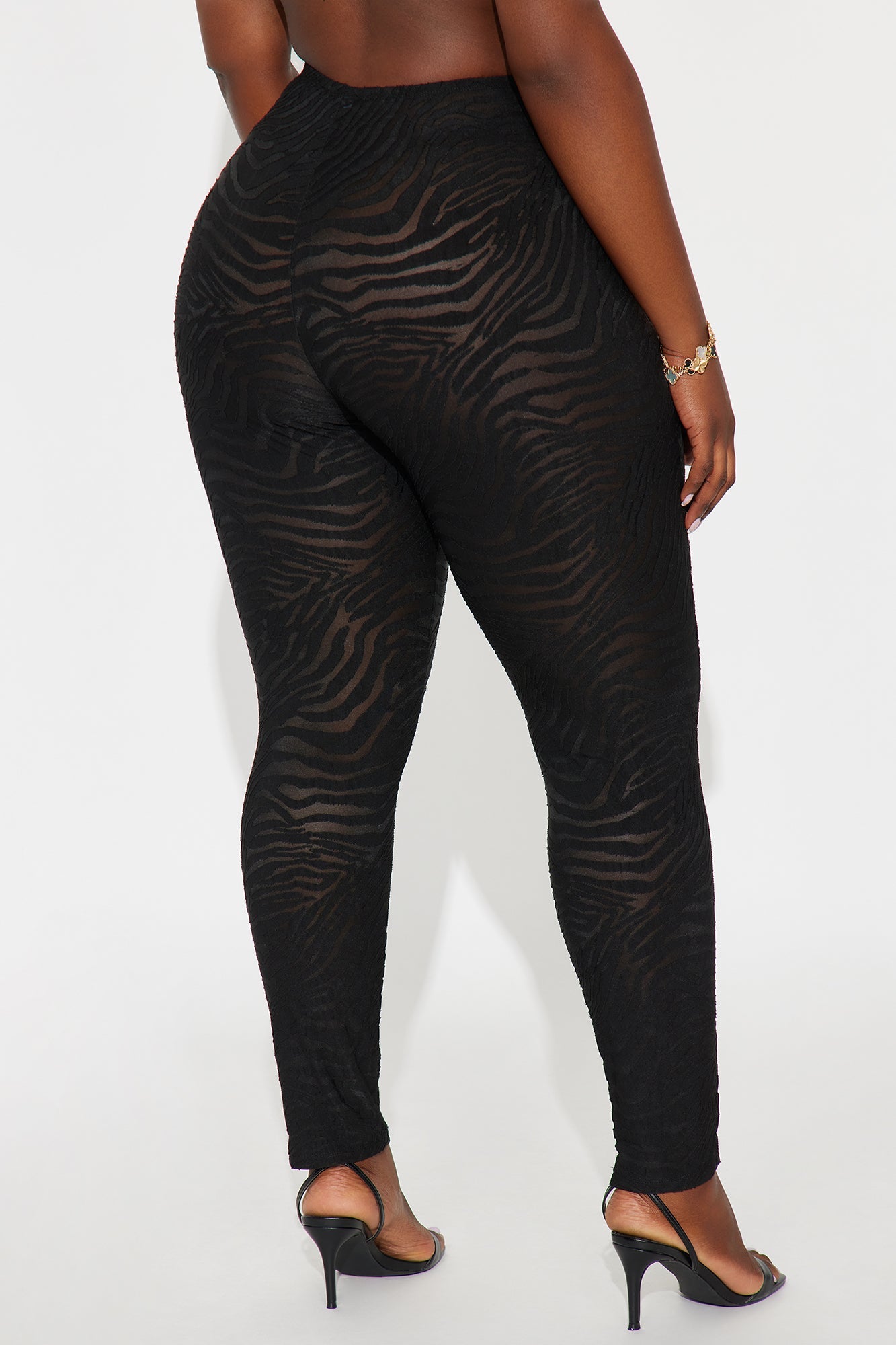 Eden Flocked Mesh Zebra Legging - Black