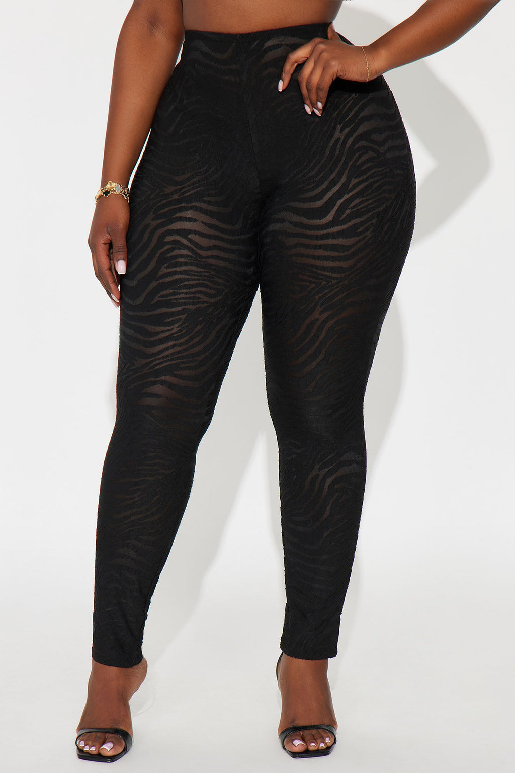 Eden Flocked Mesh Zebra Legging - Black