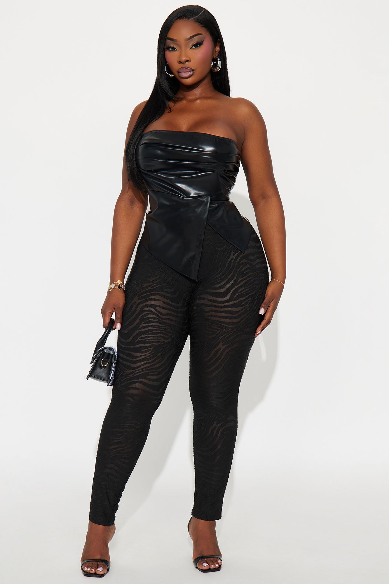 Eden Flocked Mesh Zebra Legging - Black