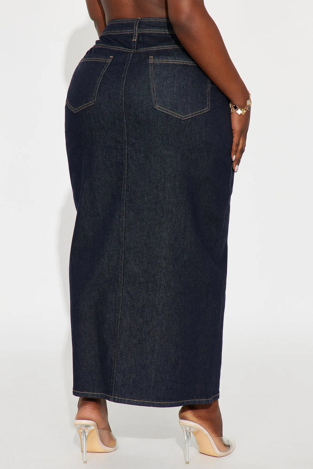 Hard To Handle Rinse Wash Denim Maxi Skirt - Rinse Blue Wash 