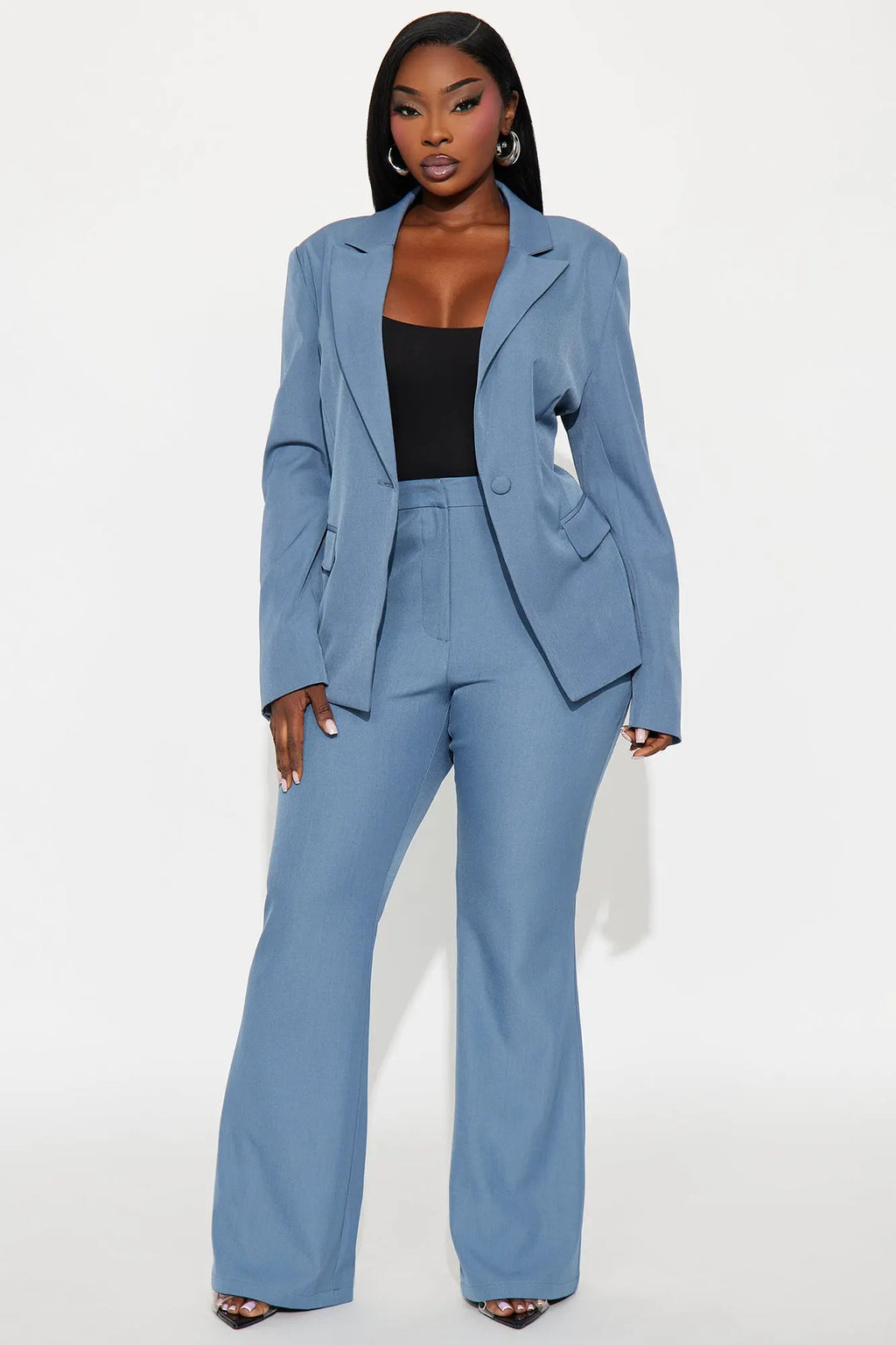 Breaking Even Flare Trouser - Slate Blue 