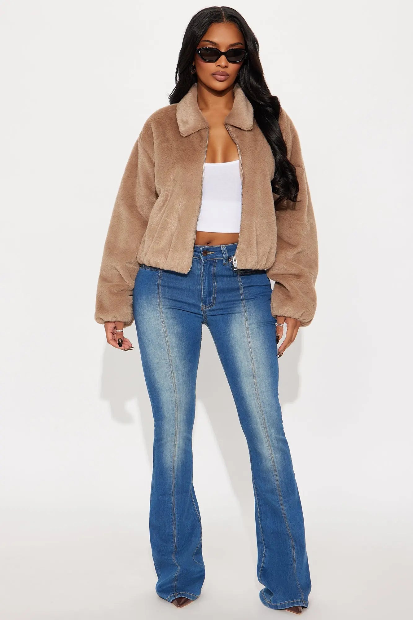 By My Side Faux Fur Bomber Jacket - Taupe 