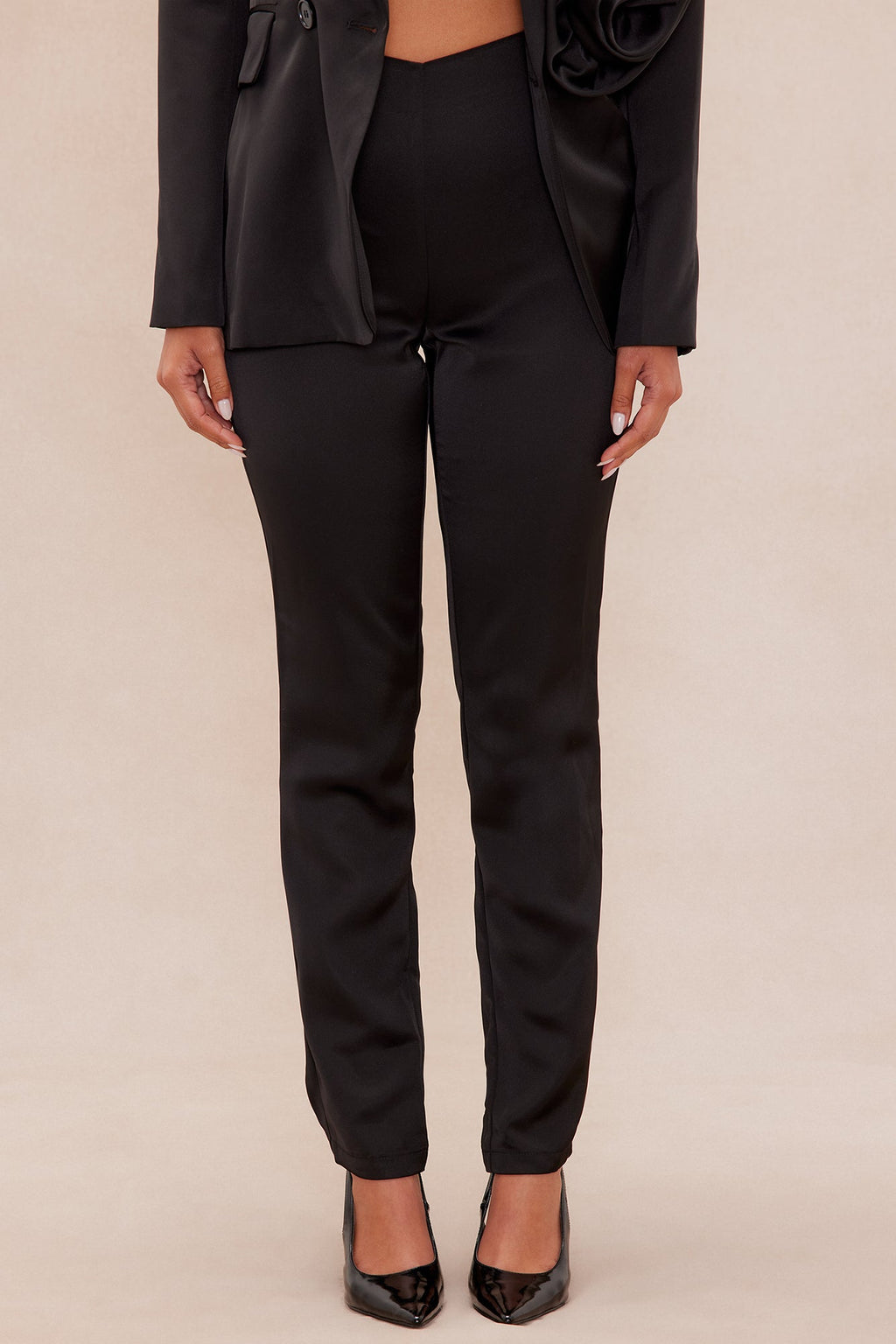 Perfect Passion Floral Applique Pant Set - Black