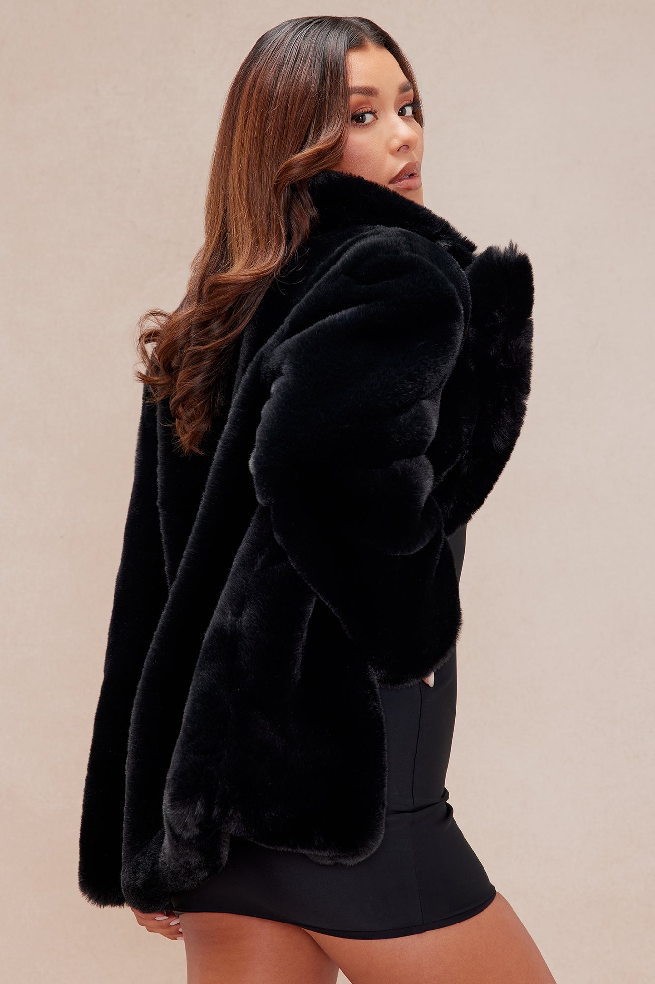 Stella Faux Fur Collared Jacket - Black