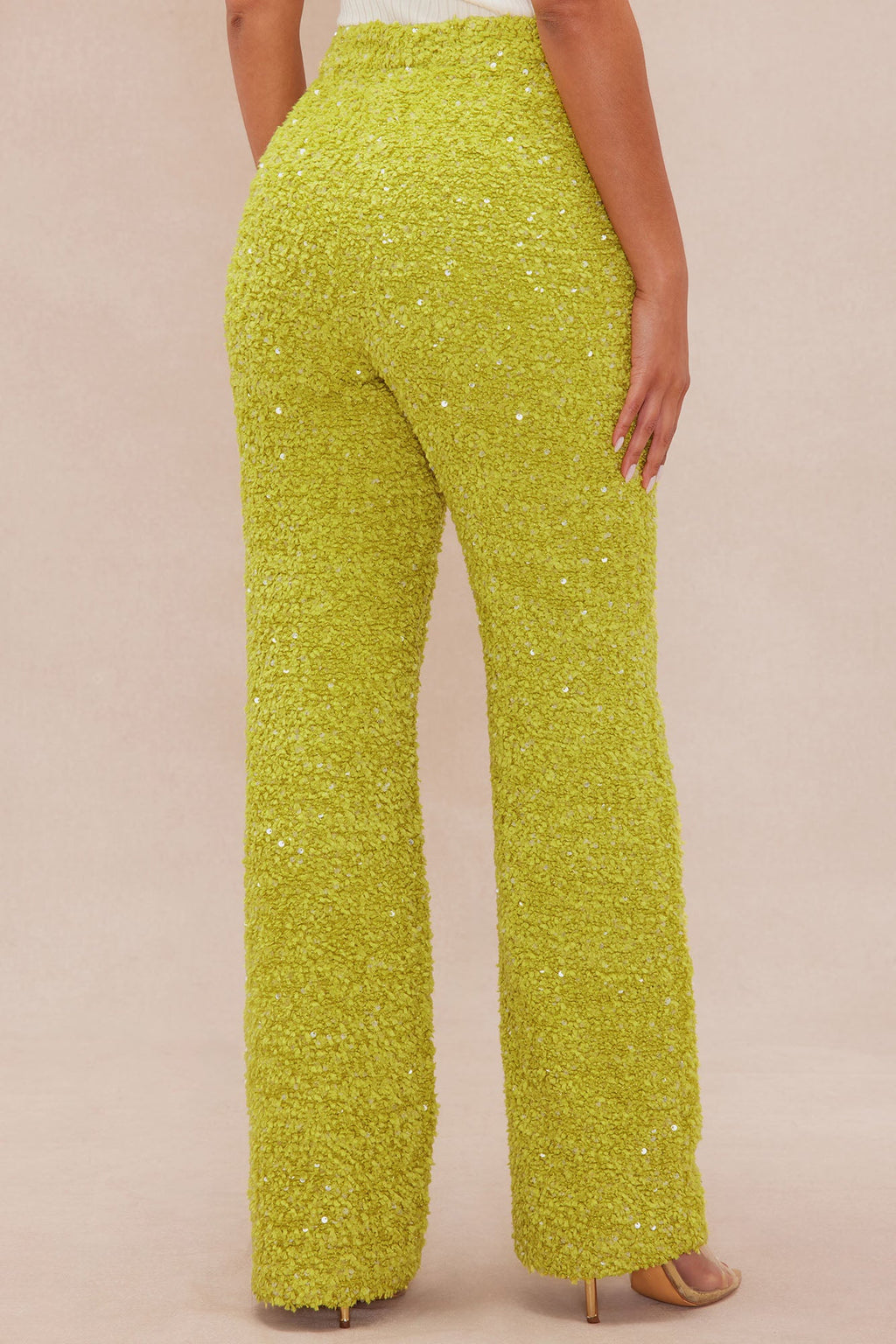 Demi Embellished Tweed Pant - Chartreuse