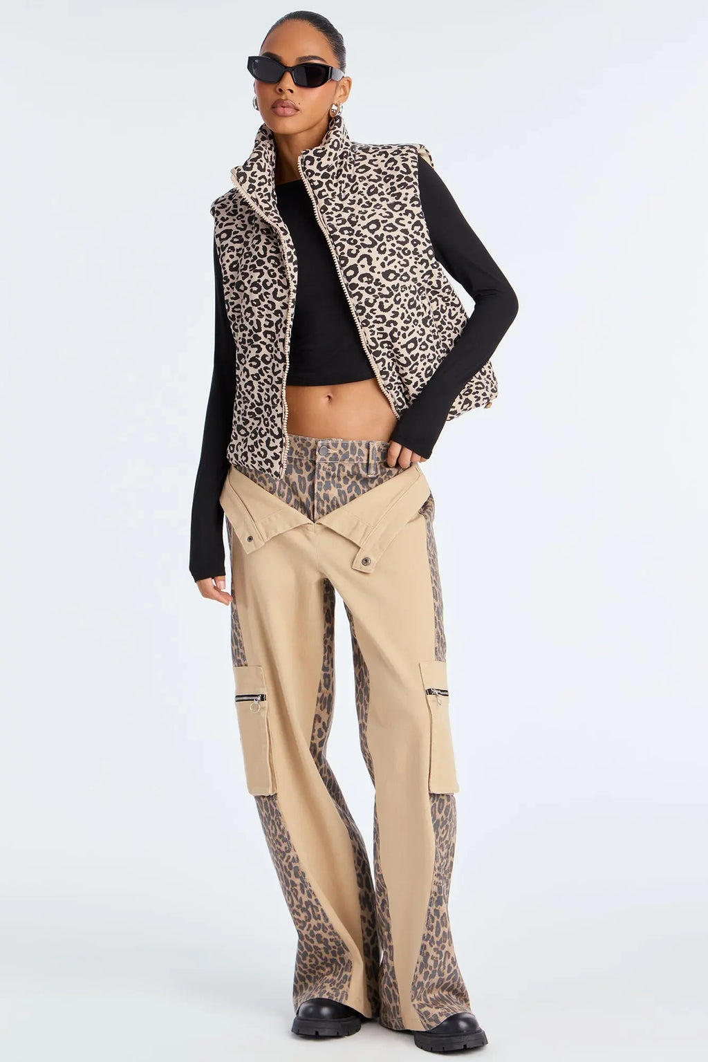 Lana Leopard Puffer Vest - Leopard 