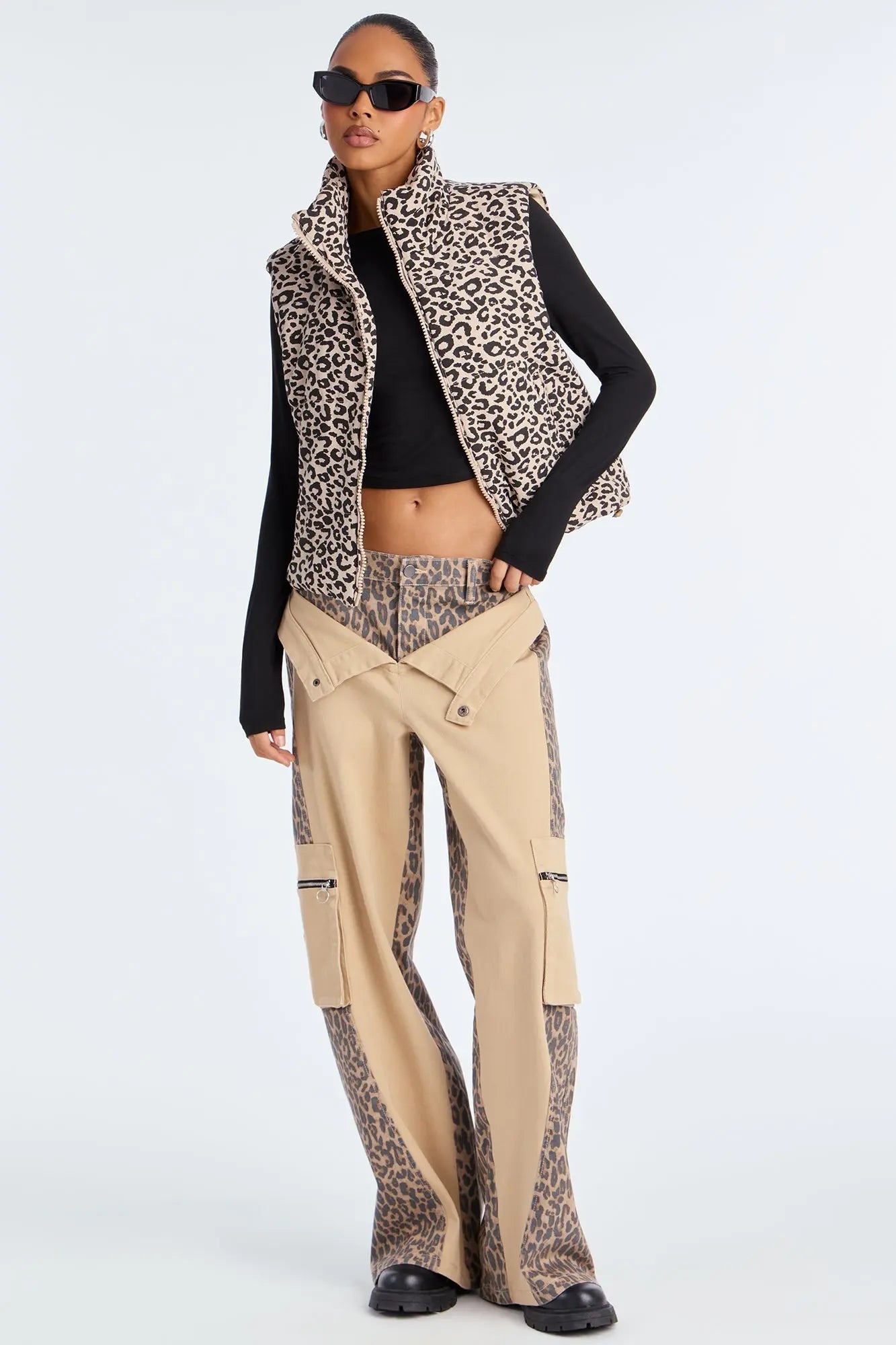 Lana Leopard Puffer Vest - Leopard 