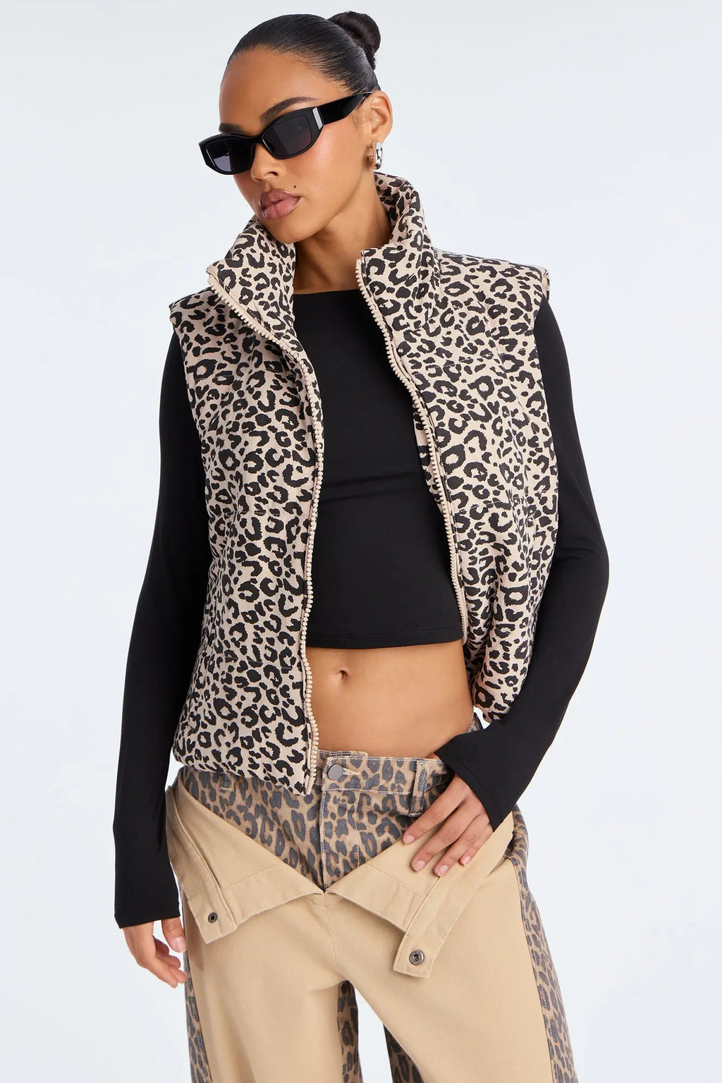 Lana Leopard Puffer Vest - Leopard 