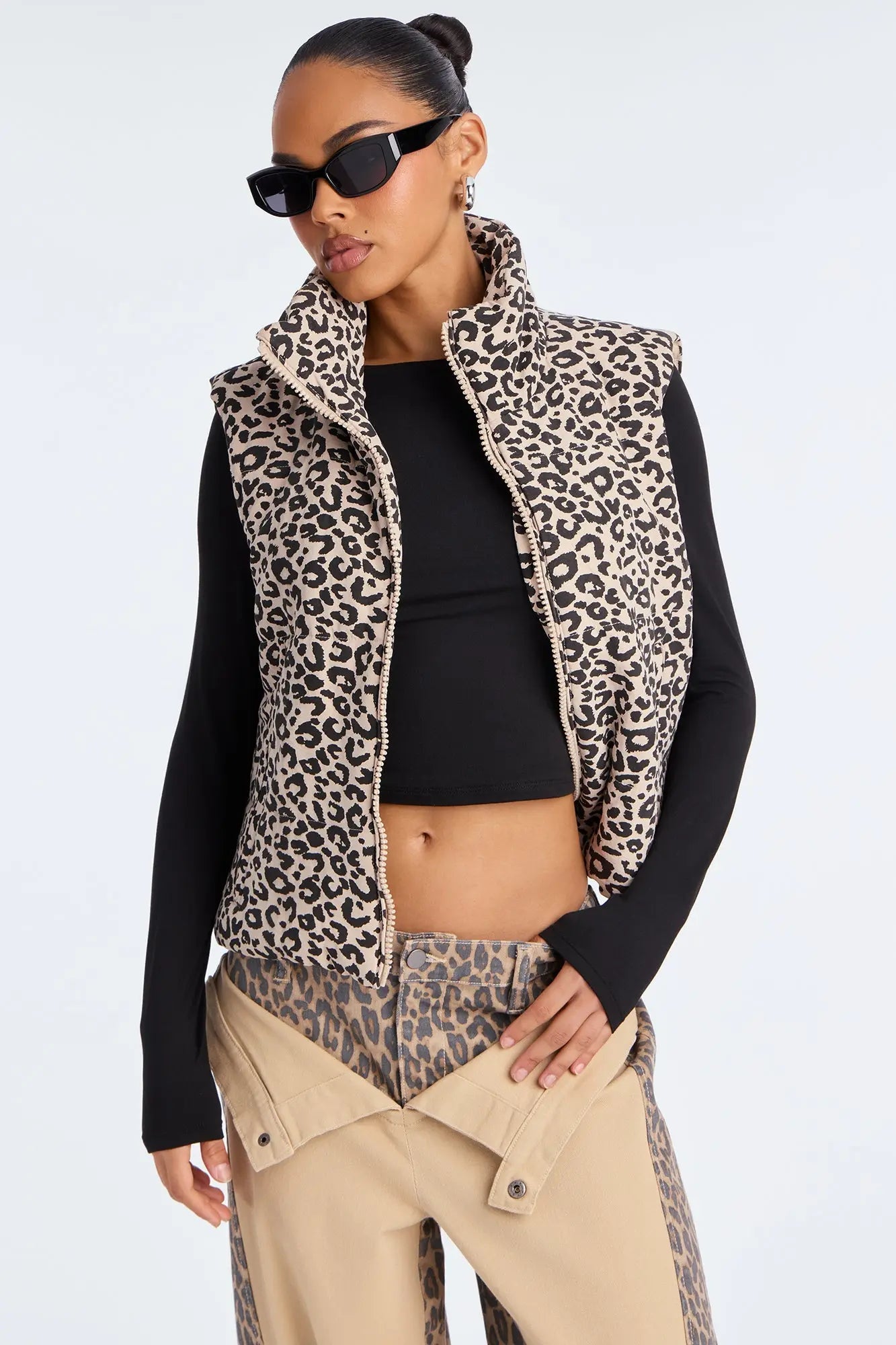 Lana Leopard Puffer Vest - Leopard 