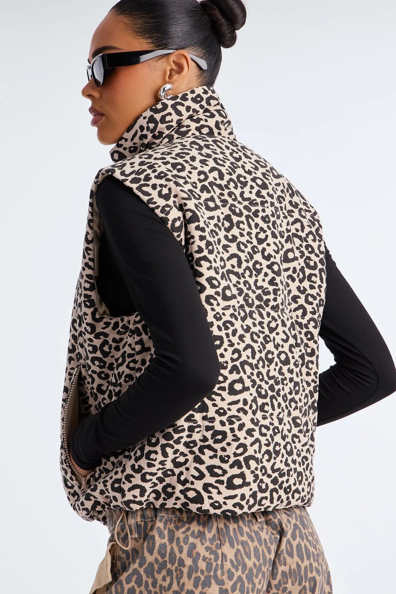 Lana Leopard Puffer Vest - Leopard 