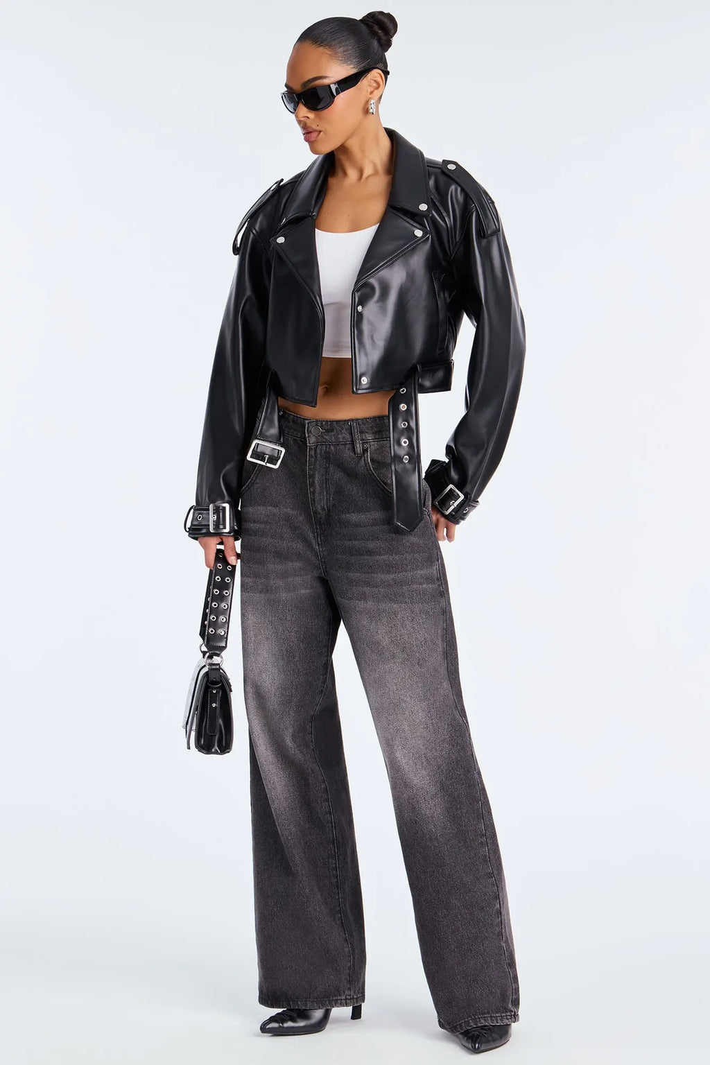 Fast Lane Faux Leather Moto Jacket - Black 