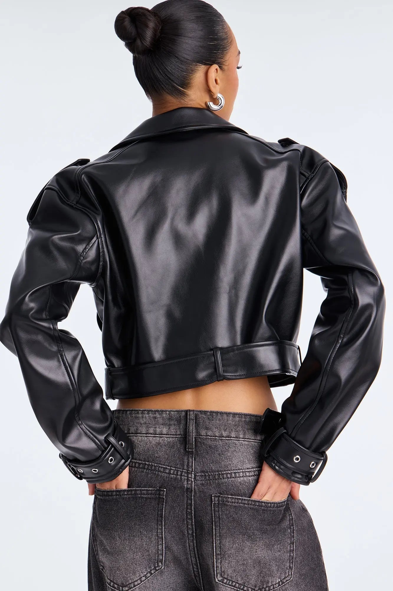 Fast Lane Faux Leather Moto Jacket - Black 
