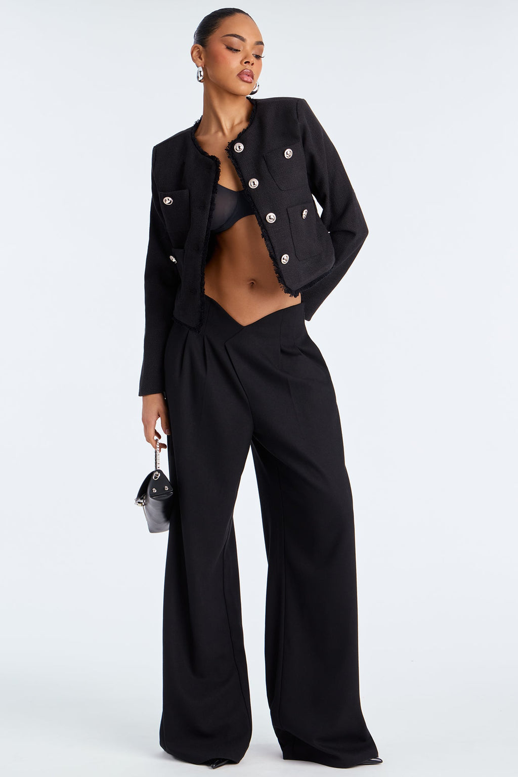First Lady Tweed Coat - Black