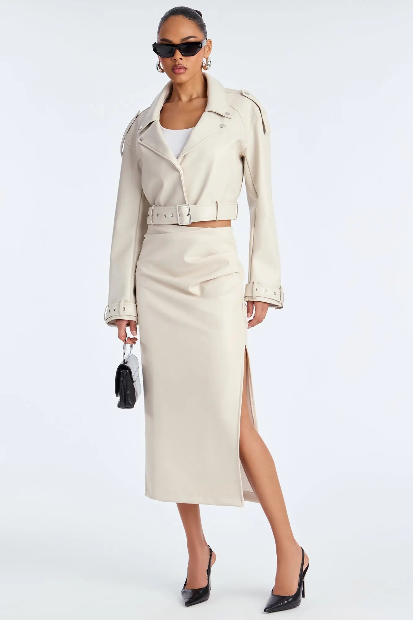 Fast Lane Faux Leather Moto Jacket - Stone 