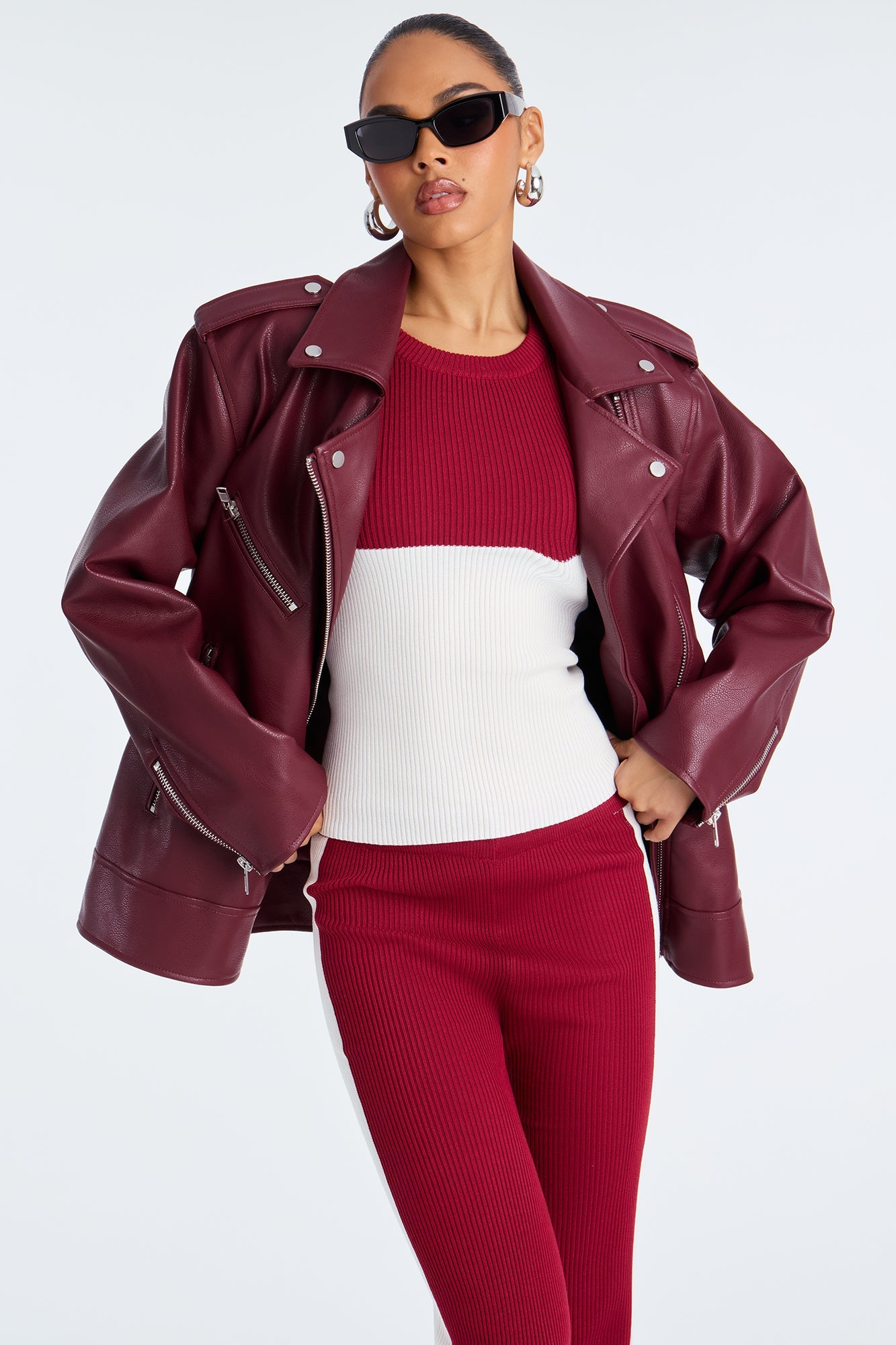 Comfort Essential Sweater Pant Set - Burgundy