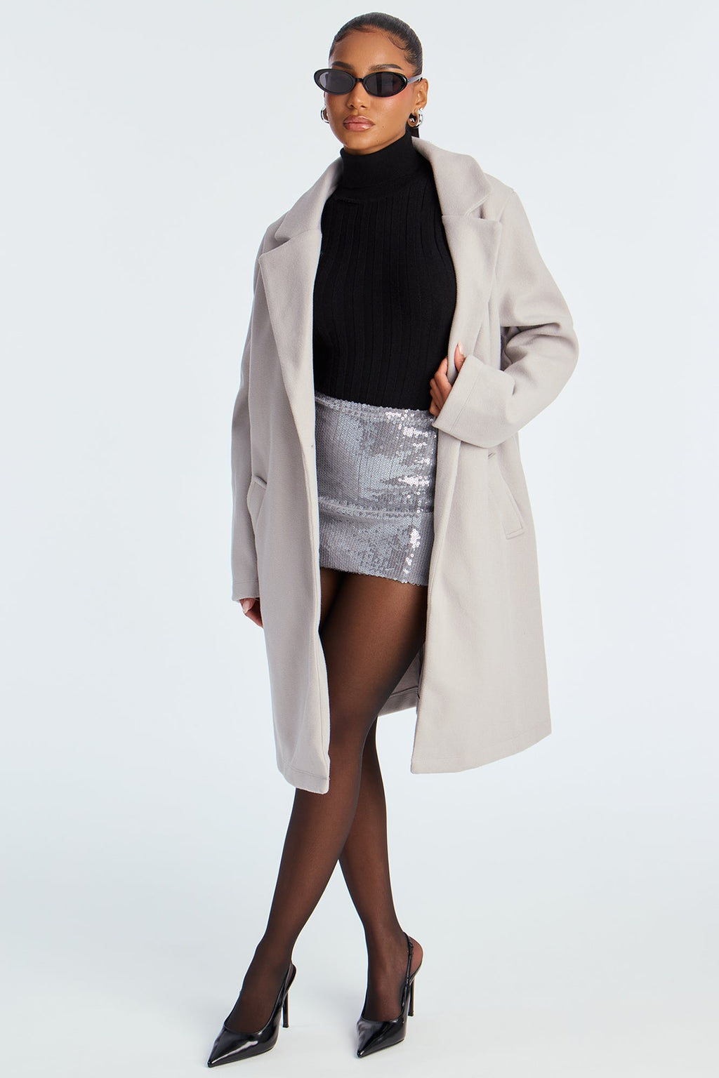 Hit The Town Button Up Coat - Grey