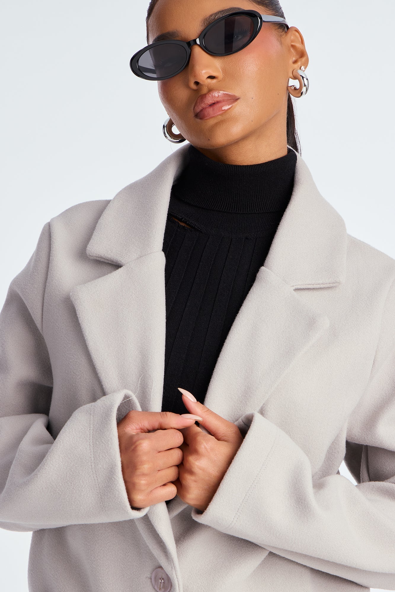 Hit The Town Button Up Coat - Grey